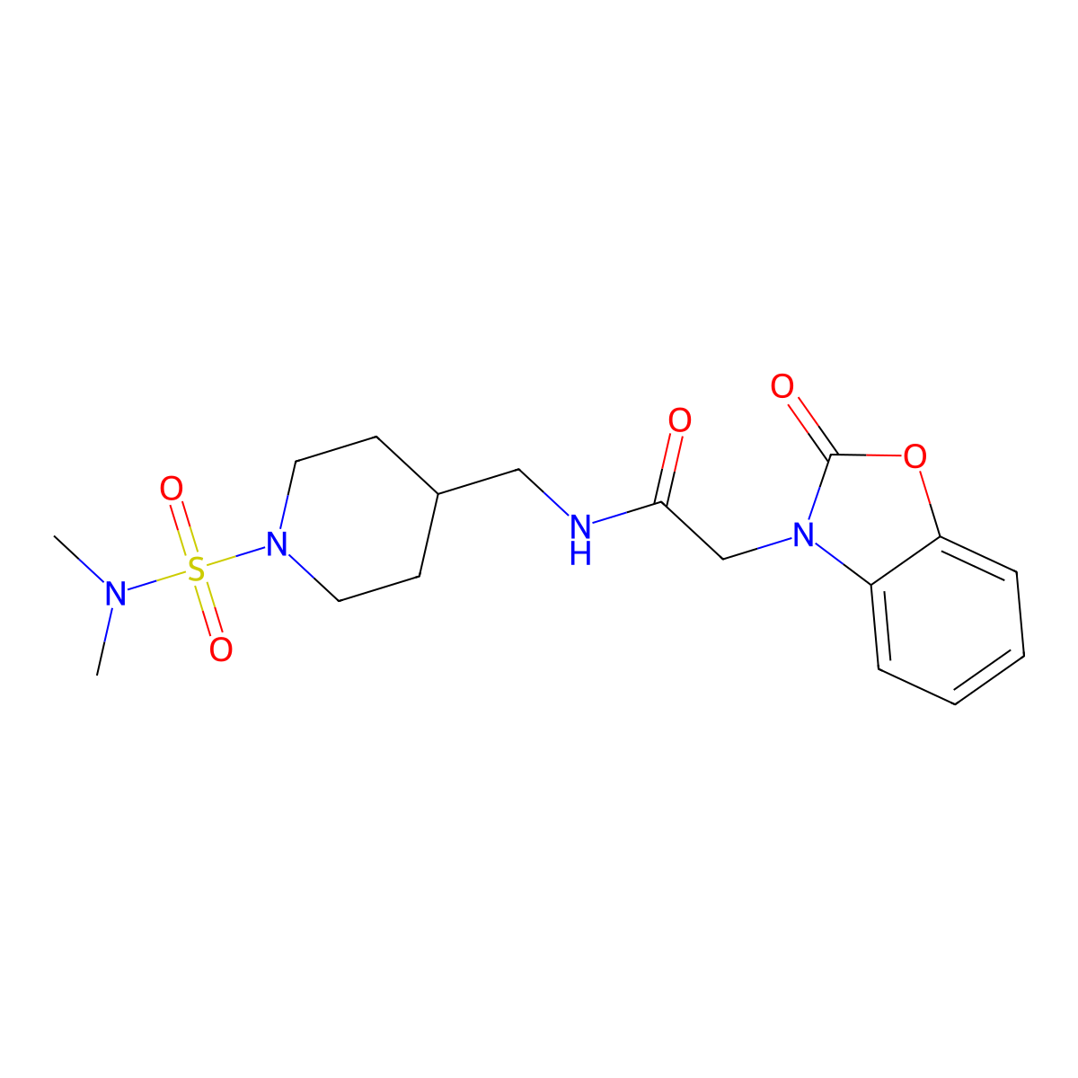 N-((1-(N,N-dimethylsulfamoyl)piperidin-4-yl)methyl)-2-(2-oxobenzo[d]oxazol-3(2H)-yl)acetamide molecular structure, CAS 2034356-45-9