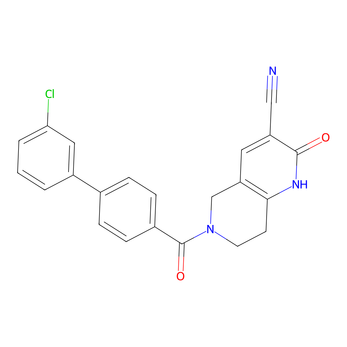 6-(3'-Chloro-[1,1'-biphenyl]-4-carbonyl)-2-oxo-1,2,5,6,7,8-hexahydro-1,6-naphthyridine-3-carbonitrile molecular structure, CAS 2034356-48-2