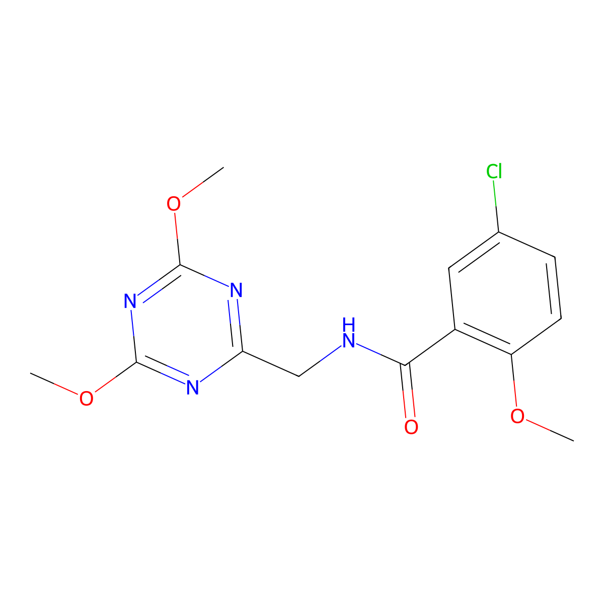 5-chloro-N-[(4,6-dimethoxy-1,3,5-triazin-2-yl)methyl]-2-methoxybenzamide molecular structure, CAS 2034356-51-7