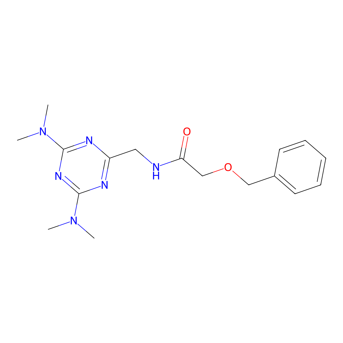 2-(benzyloxy)-N-{[4,6-bis(dimethylamino)-1,3,5-triazin-2-yl]methyl}acetamide molecular structure, CAS 2034356-58-4