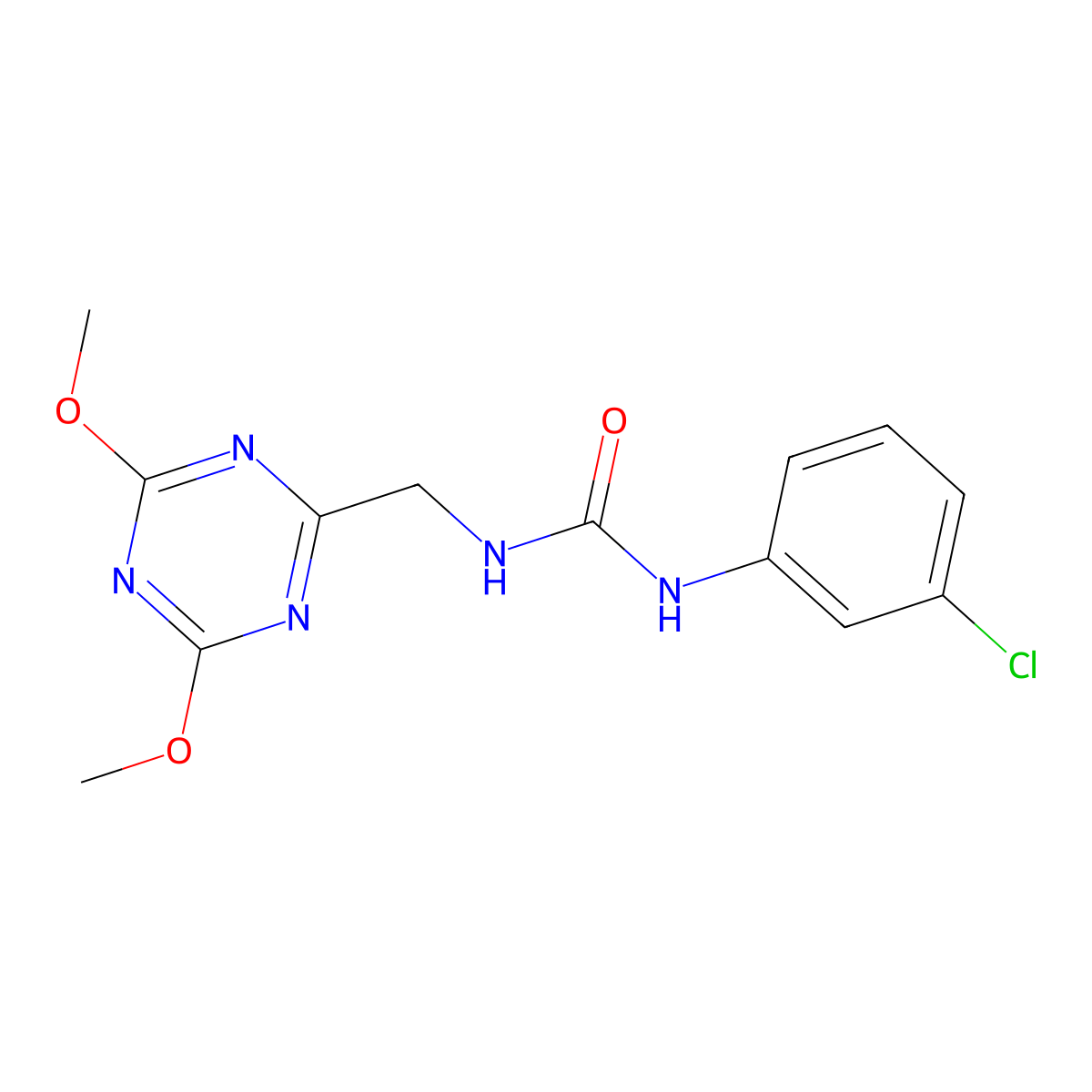 1-(3-Chlorophenyl)-3-[(4,6-dimethoxy-1,3,5-triazin-2-yl)methyl]urea molecular structure, CAS 2034356-59-5