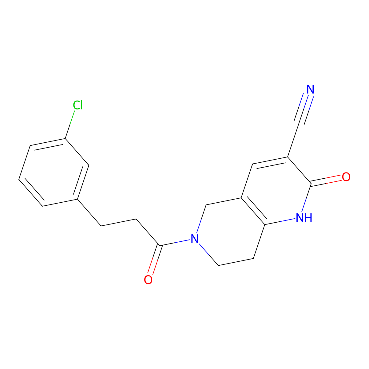 6-(3-(3-Chlorophenyl)propanoyl)-2-oxo-1,2,5,6,7,8-hexahydro-1,6-naphthyridine-3-carbonitrile molecular structure, CAS 2034356-60-8
