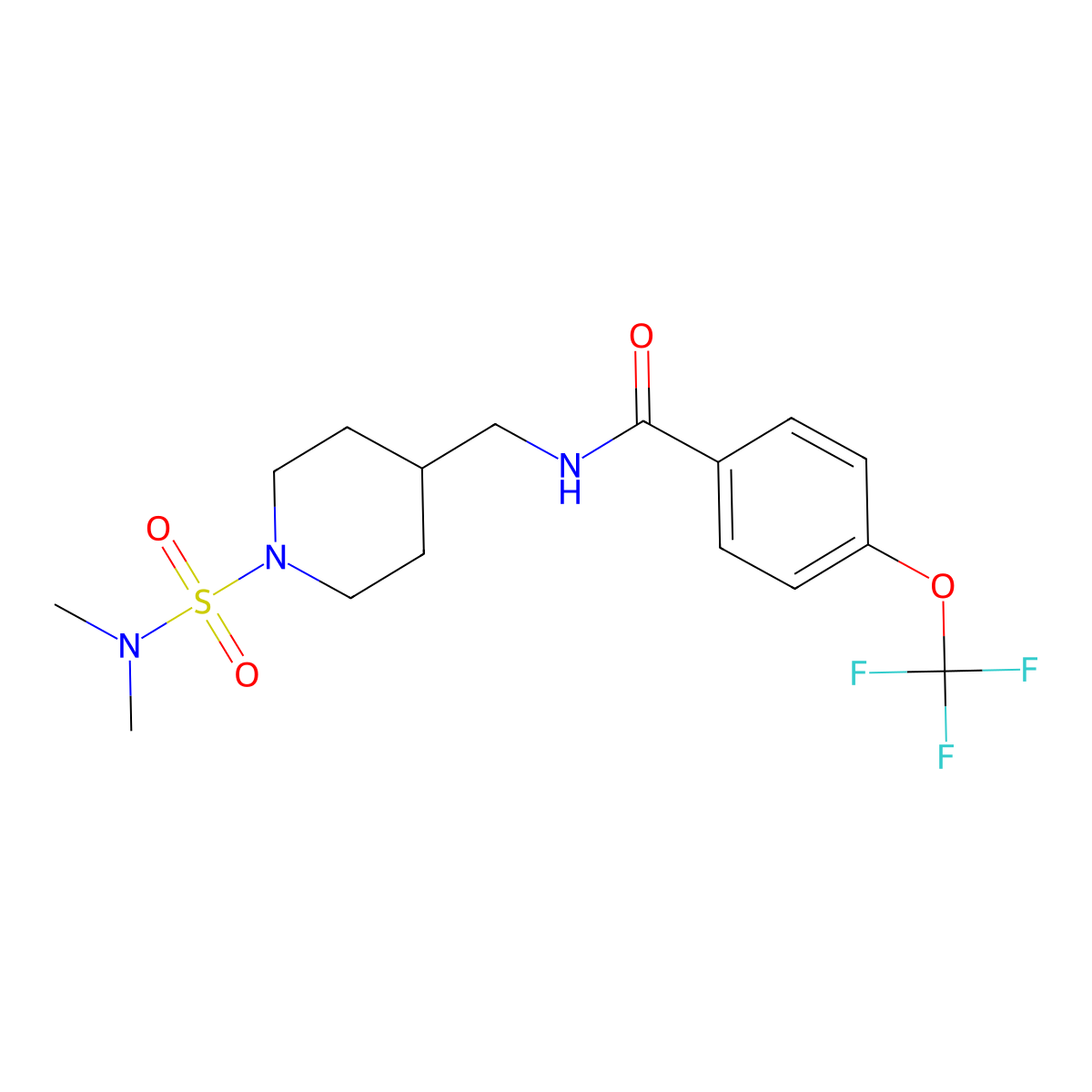 N-((1-(N,N-dimethylsulfamoyl)piperidin-4-yl)methyl)-4-(trifluoromethoxy)benzamide molecular structure, CAS 2034356-64-2