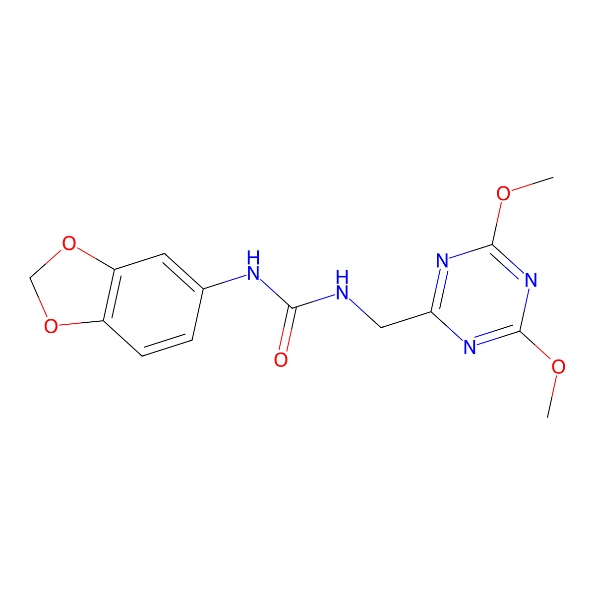 1-(Benzo[d][1,3]dioxol-5-yl)-3-((4,6-dimethoxy-1,3,5-triazin-2-yl)methyl)urea molecular structure, CAS 2034356-66-4