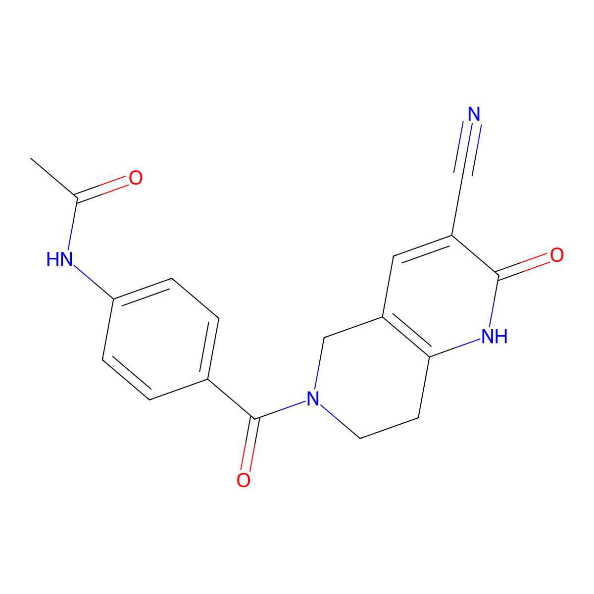 N-(4-(3-cyano-2-oxo-1,2,5,6,7,8-hexahydro-1,6-naphthyridine-6-carbonyl)phenyl)acetamide molecular structure, CAS 2034356-68-6