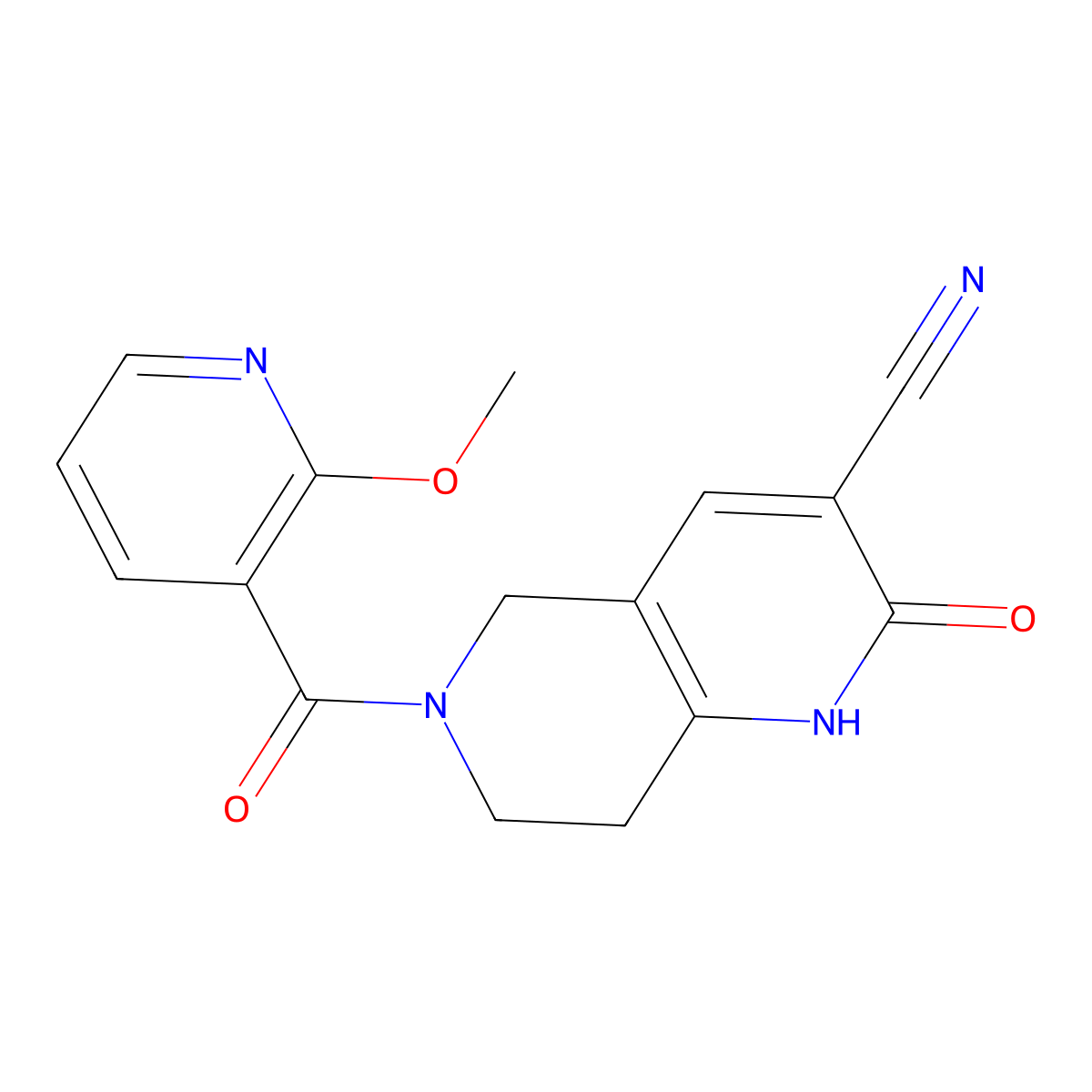 6-(2-Methoxynicotinoyl)-2-oxo-1,2,5,6,7,8-hexahydro-1,6-naphthyridine-3-carbonitrile molecular structure, CAS 2034356-73-3