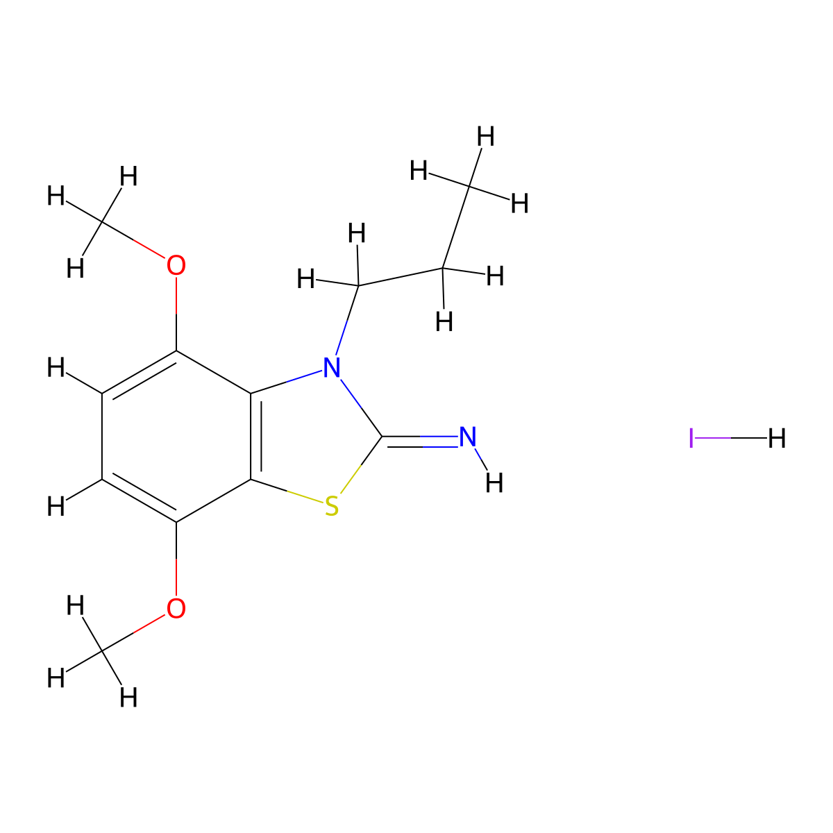 4,7-dimethoxy-3-propylbenzo[d]thiazol-2(3H)-imine hydroiodide molecular structure, CAS 2034356-76-6