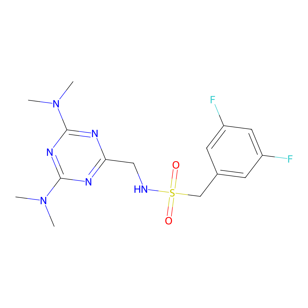 N-{[4,6-bis(dimethylamino)-1,3,5-triazin-2-yl]methyl}-1-(3,5-difluorophenyl)methanesulfonamide molecular structure, CAS 2034356-79-9