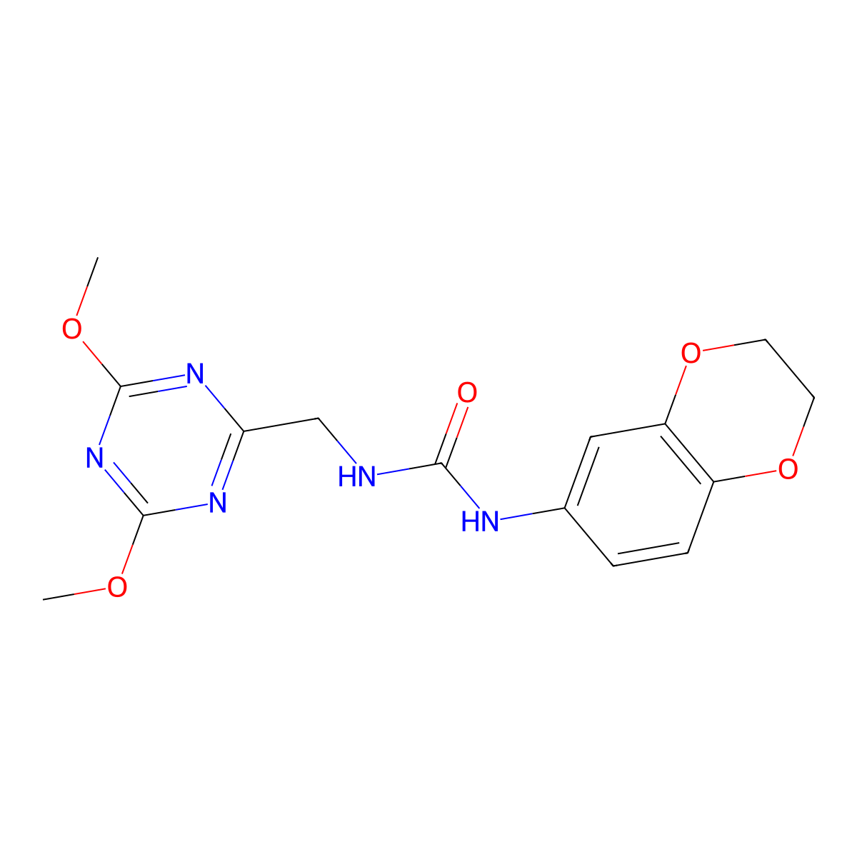 1-(2,3-Dihydro-1,4-benzodioxin-6-yl)-3-[(4,6-dimethoxy-1,3,5-triazin-2-yl)methyl]urea molecular structure, CAS 2034356-81-3