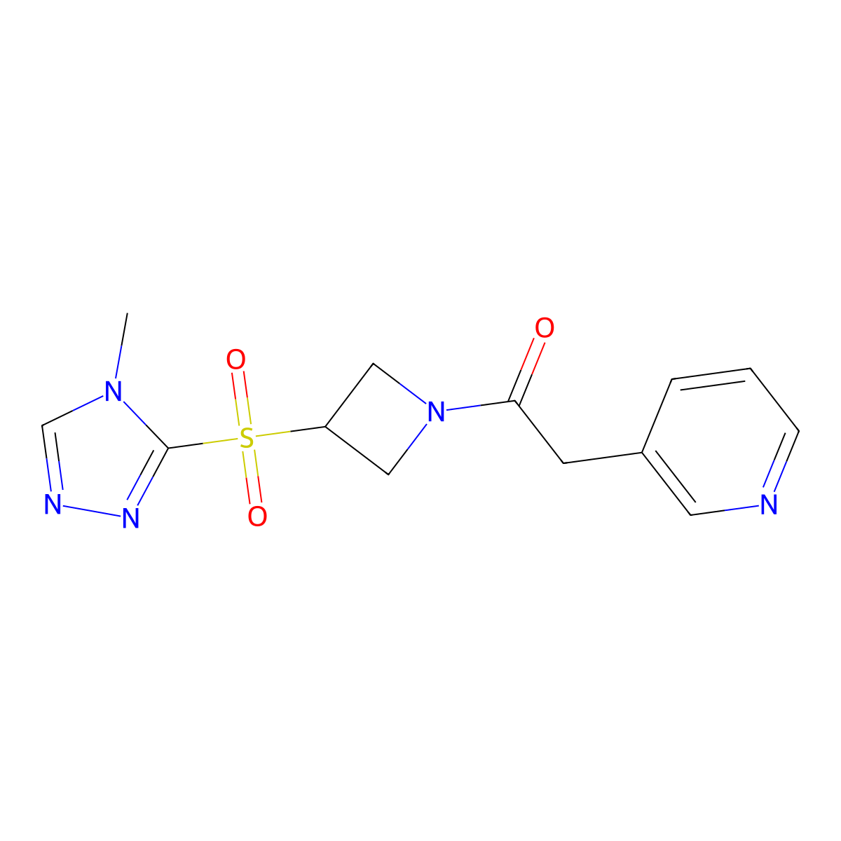 1-(3-((4-methyl-4H-1,2,4-triazol-3-yl)sulfonyl)azetidin-1-yl)-2-(pyridin-3-yl)ethanone molecular structure, CAS 2034356-90-4