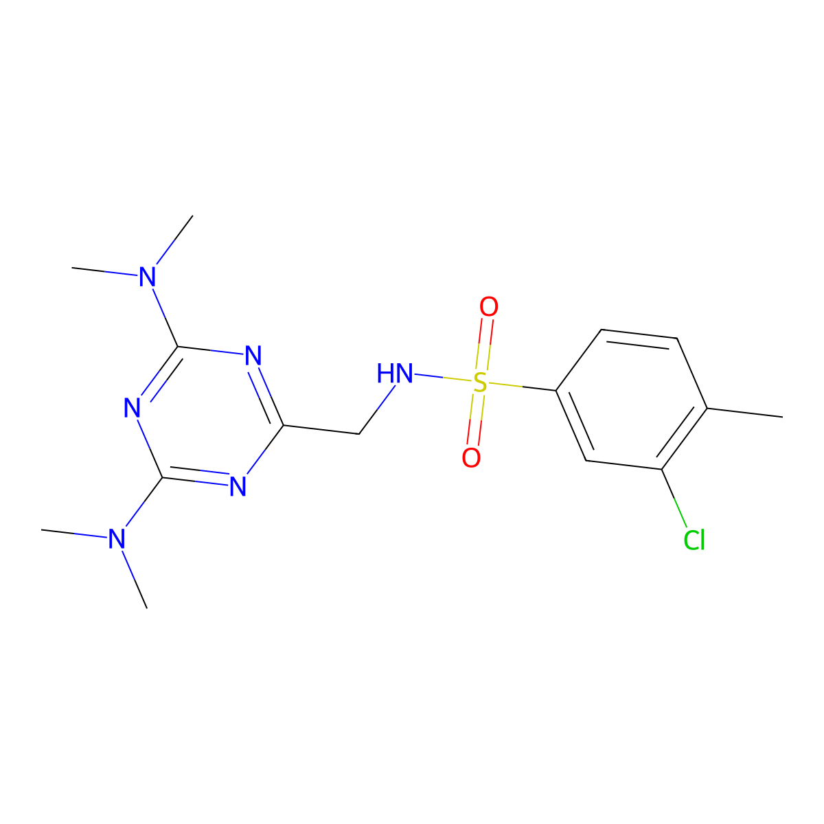 N-((4,6-bis(dimethylamino)-1,3,5-triazin-2-yl)methyl)-3-chloro-4-methylbenzenesulfonamide molecular structure, CAS 2034356-91-5