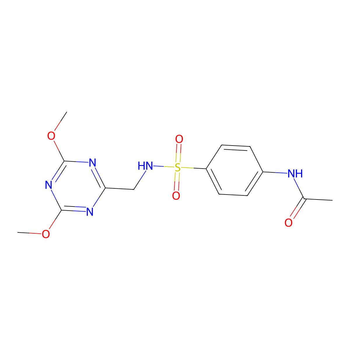 N-(4-(N-((4,6-dimethoxy-1,3,5-triazin-2-yl)methyl)sulfamoyl)phenyl)acetamide molecular structure, CAS 2034356-92-6