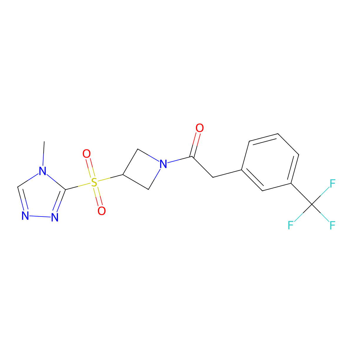 1-(3-((4-methyl-4H-1,2,4-triazol-3-yl)sulfonyl)azetidin-1-yl)-2-(3-(trifluoromethyl)phenyl)ethanone molecular structure, CAS 2034356-98-2