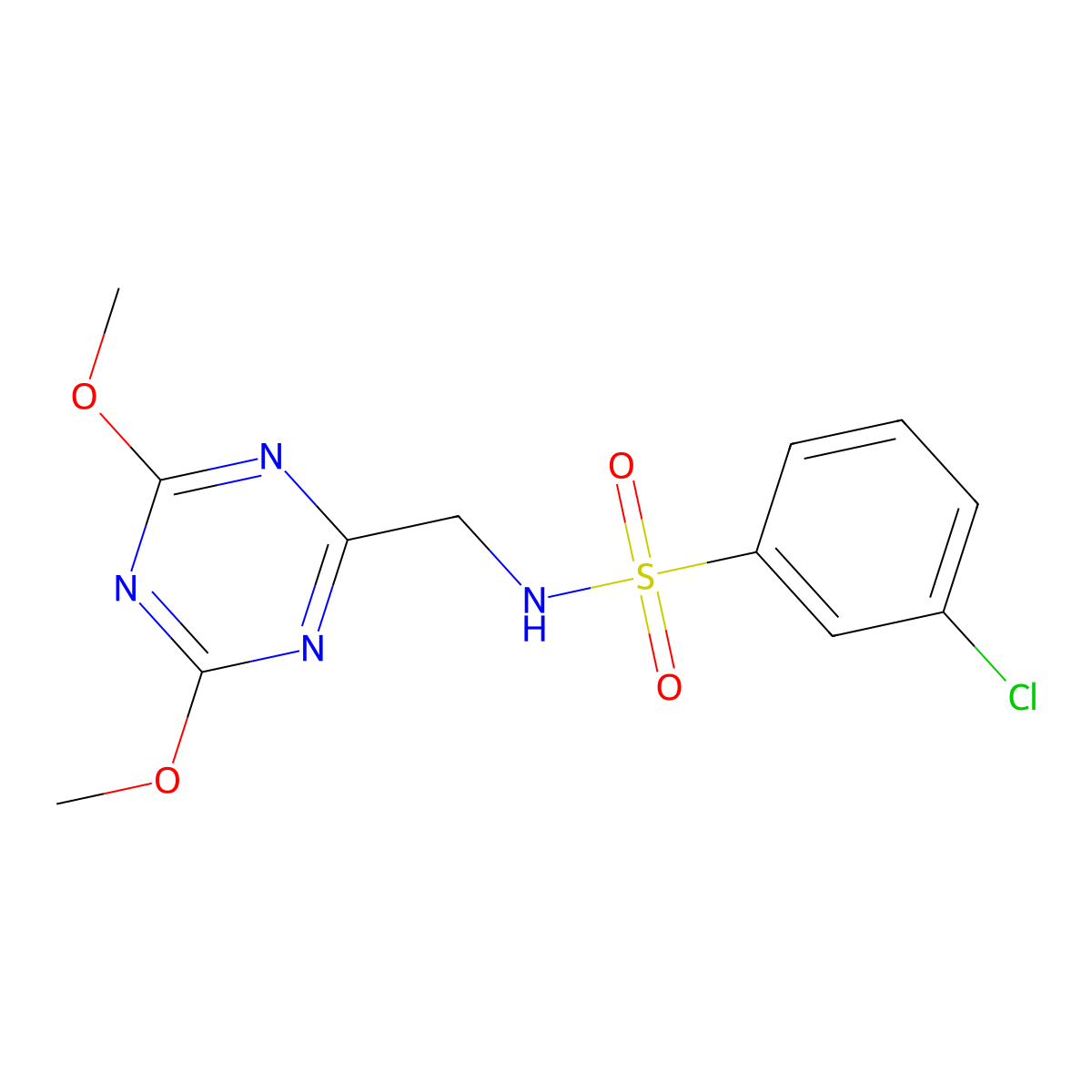 3-chloro-N-((4,6-dimethoxy-1,3,5-triazin-2-yl)methyl)benzenesulfonamide molecular structure, CAS 2034356-99-3