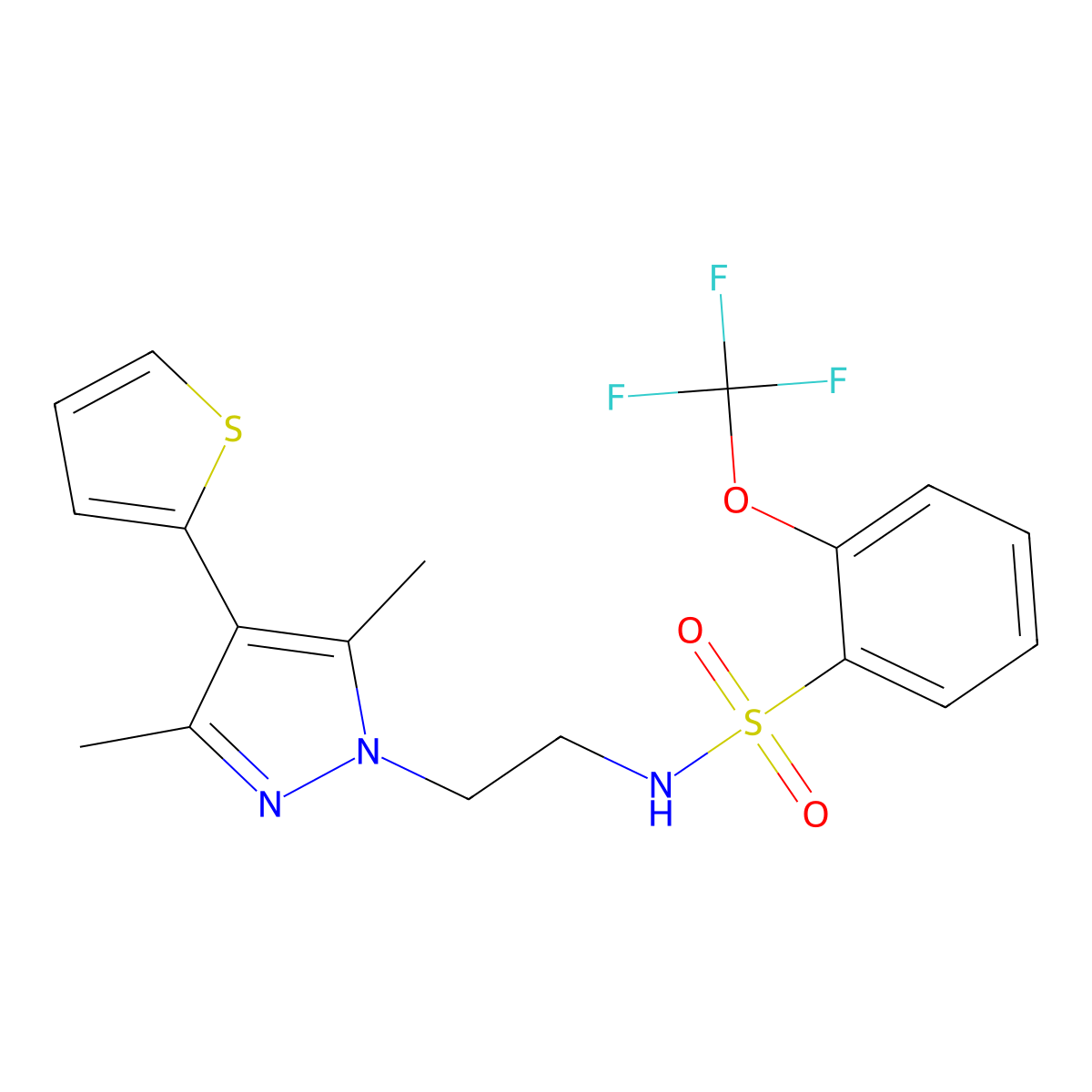 N-(2-(3,5-dimethyl-4-(thiophen-2-yl)-1H-pyrazol-1-yl)ethyl)-2-(trifluoromethoxy)benzenesulfonamide molecular structure, CAS 2034357-03-2