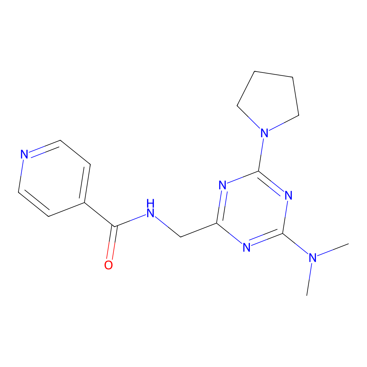 N-((4-(dimethylamino)-6-(pyrrolidin-1-yl)-1,3,5-triazin-2-yl)methyl)isonicotinamide molecular structure, CAS 2034357-05-4