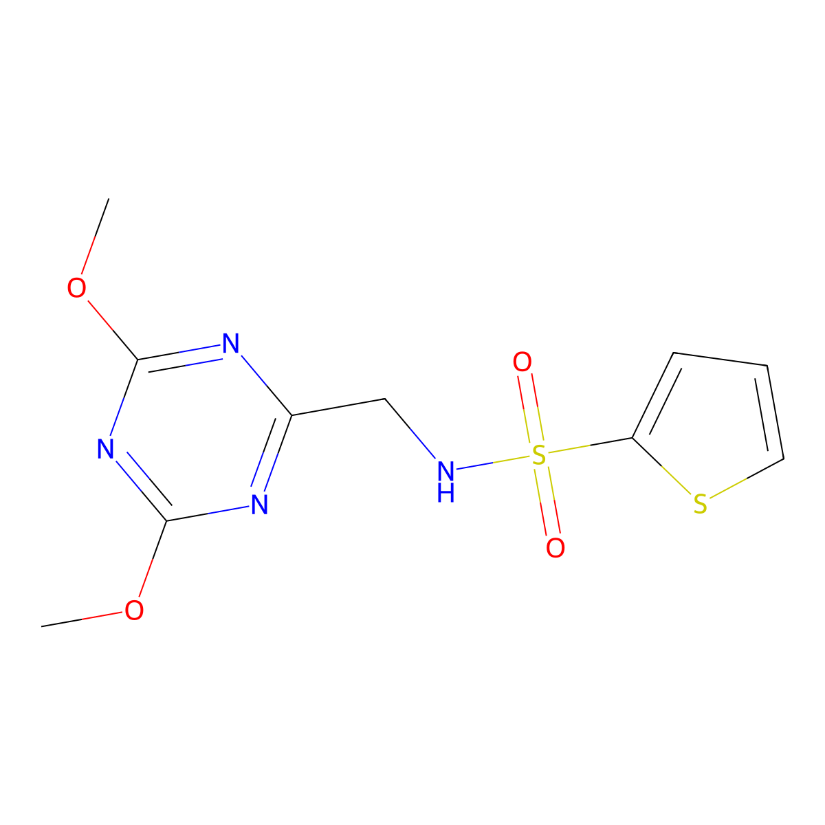 N-[(4,6-dimethoxy-1,3,5-triazin-2-yl)methyl]thiophene-2-sulfonamide molecular structure, CAS 2034357-08-7