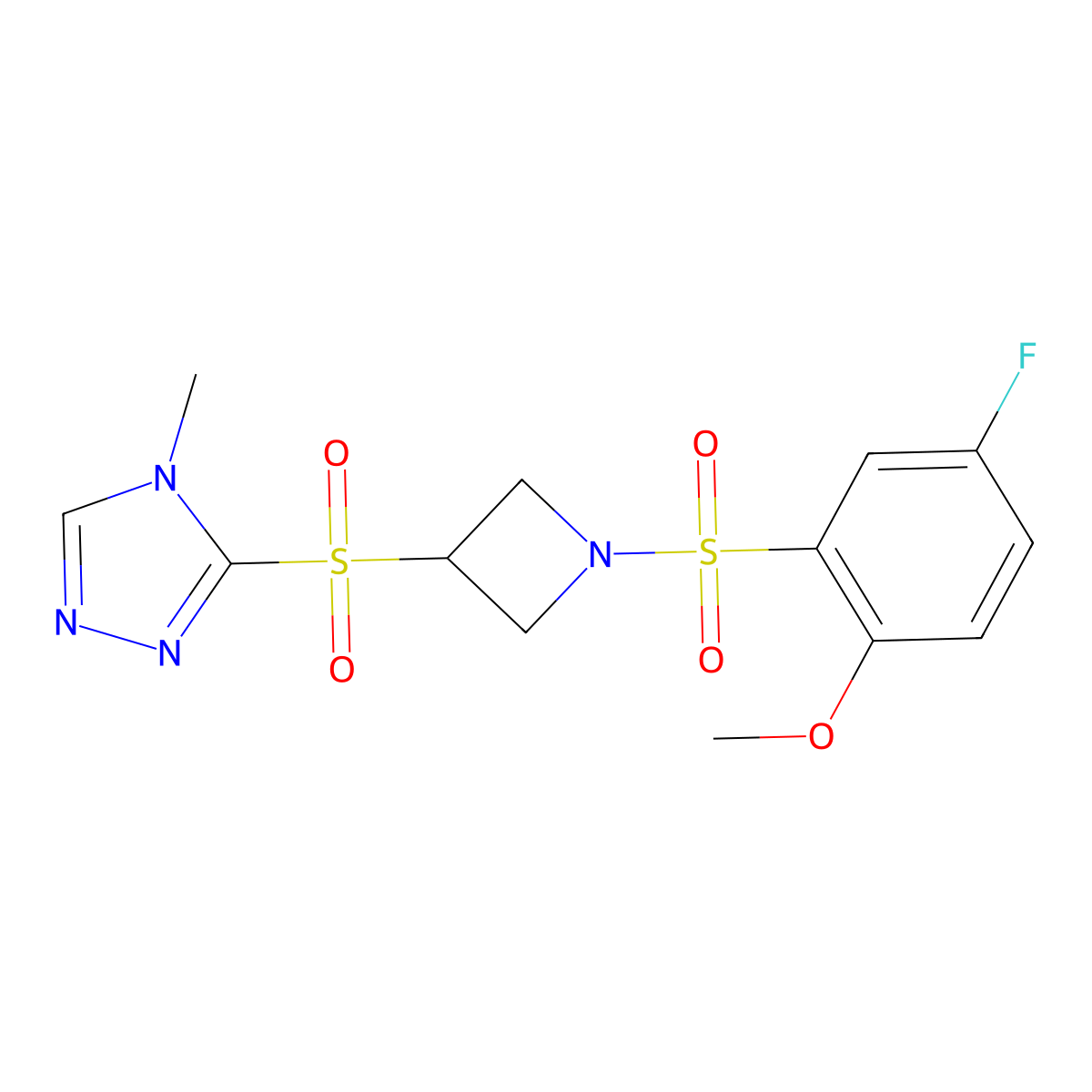 3-((1-((5-fluoro-2-methoxyphenyl)sulfonyl)azetidin-3-yl)sulfonyl)-4-methyl-4H-1,2,4-triazole molecular structure, CAS 2034357-18-9