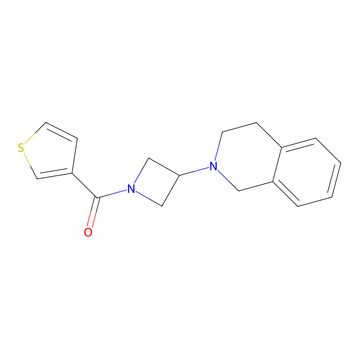 (3-(3,4-dihydroisoquinolin-2(1H)-yl)azetidin-1-yl)(thiophen-3-yl)methanone molecular structure, CAS 2034357-21-4
