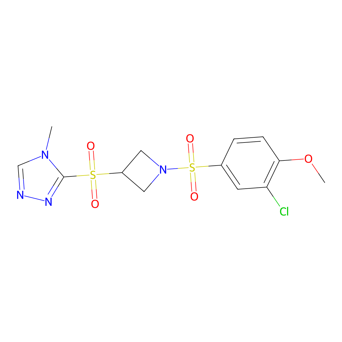 3-((1-((3-chloro-4-methoxyphenyl)sulfonyl)azetidin-3-yl)sulfonyl)-4-methyl-4H-1,2,4-triazole molecular structure, CAS 2034357-22-5