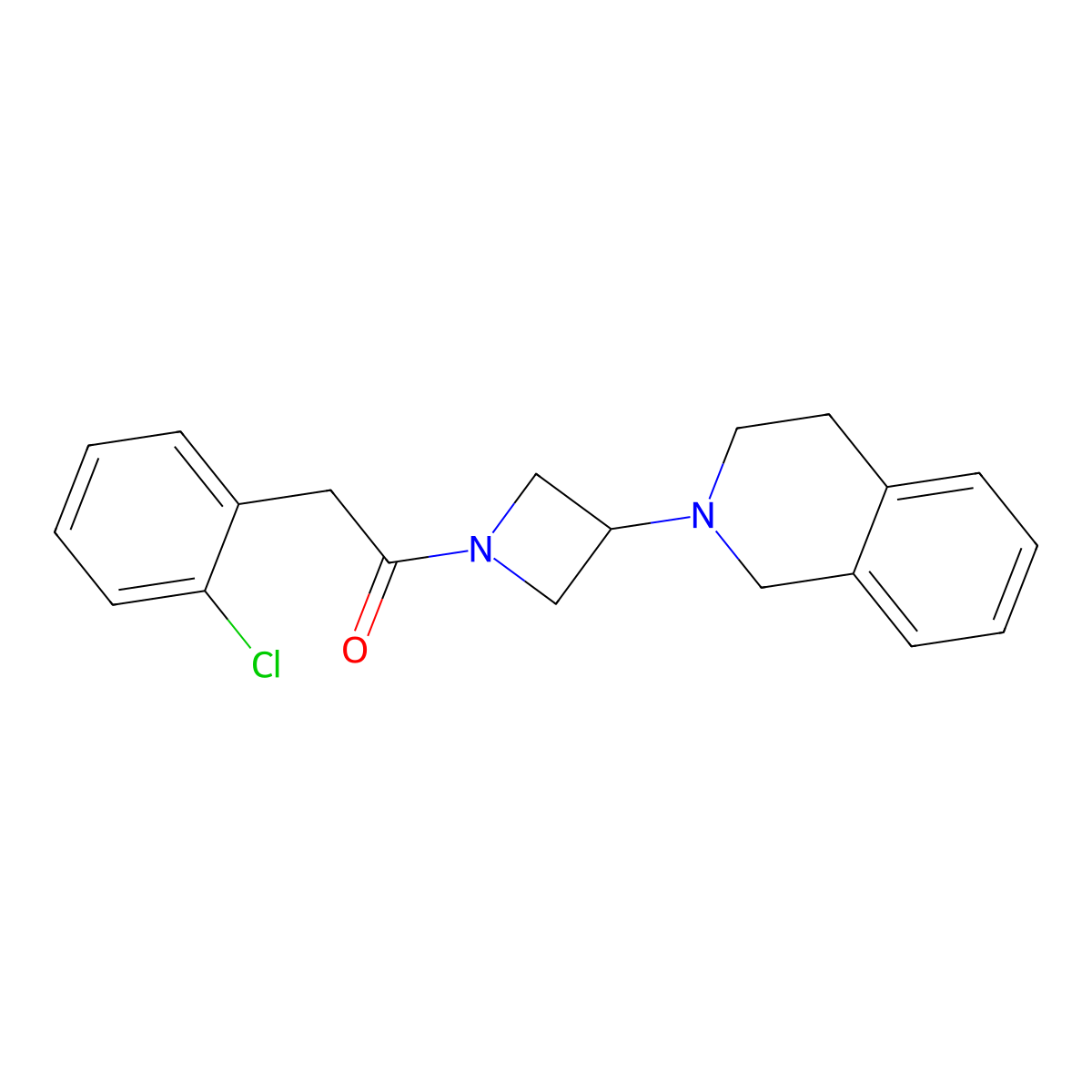 2-(2-chlorophenyl)-1-(3-(3,4-dihydroisoquinolin-2(1H)-yl)azetidin-1-yl)ethanone molecular structure, CAS 2034357-28-1