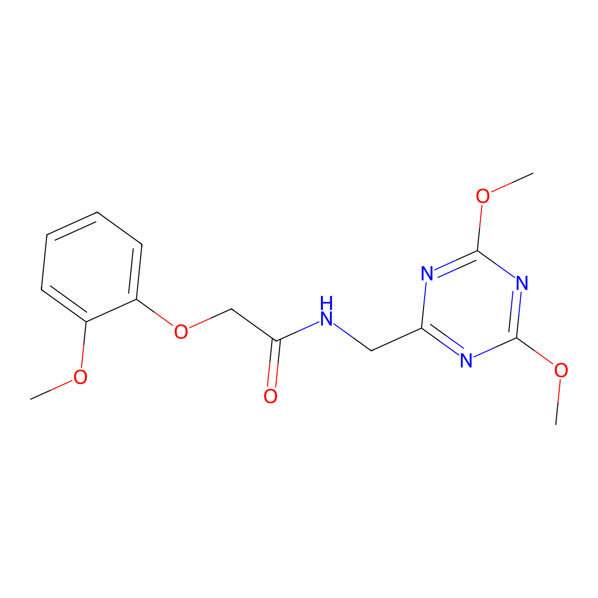 N-[(4,6-dimethoxy-1,3,5-triazin-2-yl)methyl]-2-(2-methoxyphenoxy)acetamide molecular structure, CAS 2034357-32-7