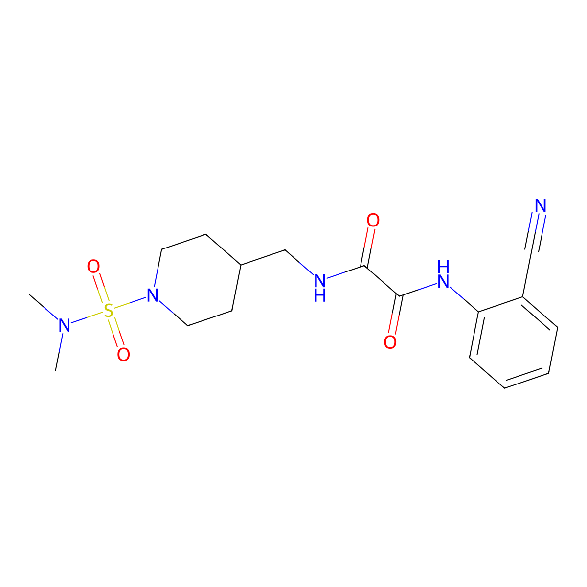N1-(2-cyanophenyl)-N2-((1-(N,N-dimethylsulfamoyl)piperidin-4-yl)methyl)oxalamide molecular structure, CAS 2034357-34-9