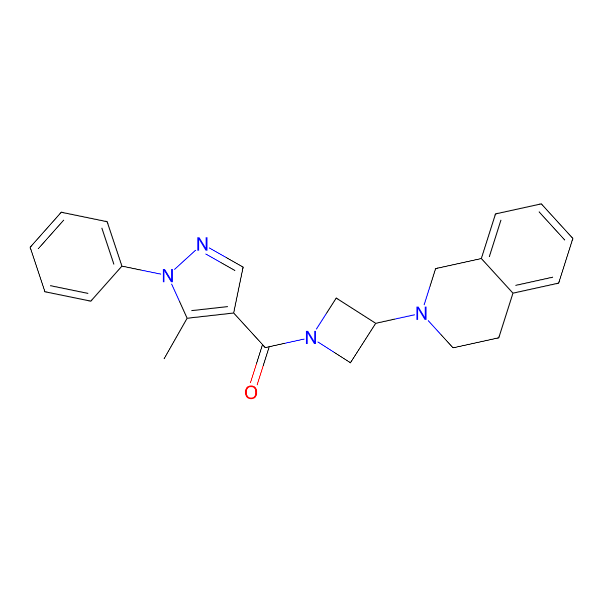 (3-(3,4-dihydroisoquinolin-2(1H)-yl)azetidin-1-yl)(5-methyl-1-phenyl-1H-pyrazol-4-yl)methanone molecular structure, CAS 2034357-42-9