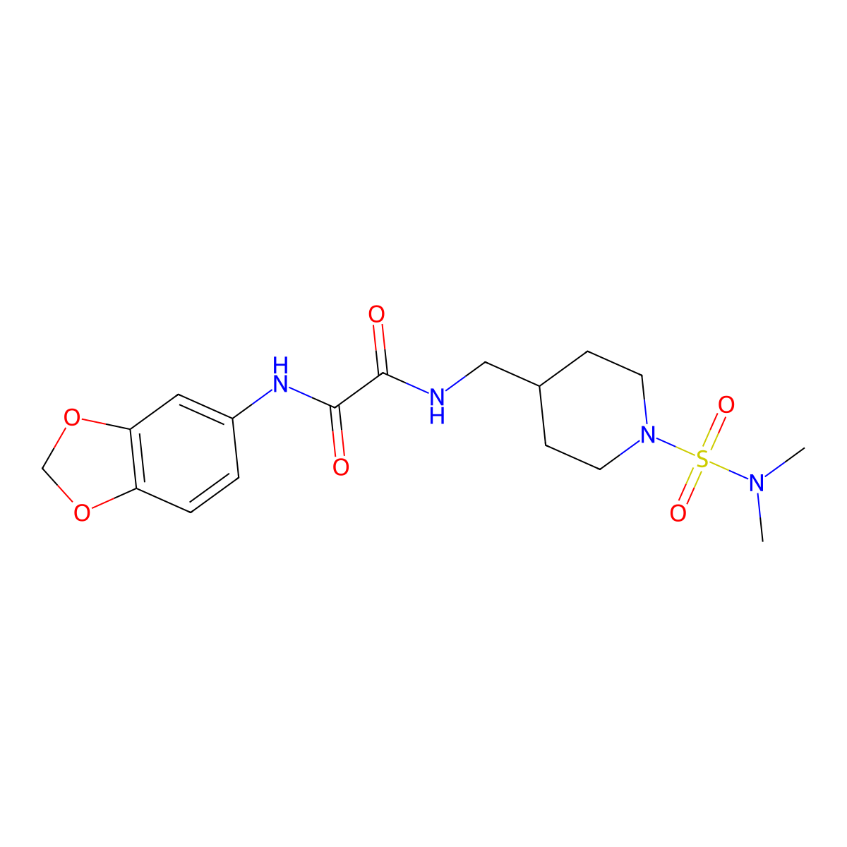 N1-(benzo[d][1,3]dioxol-5-yl)-N2-((1-(N,N-dimethylsulfamoyl)piperidin-4-yl)methyl)oxalamide molecular structure, CAS 2034357-52-1