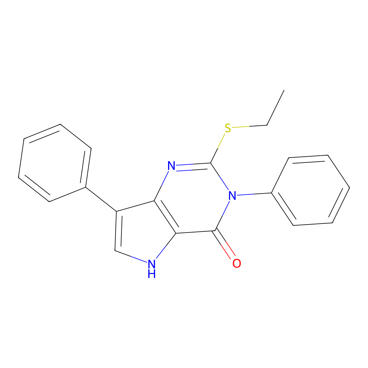 2-(ethylthio)-3,7-diphenyl-3H-pyrrolo[3,2-d]pyrimidin-4(5H)-one molecular structure, CAS 2034357-56-5