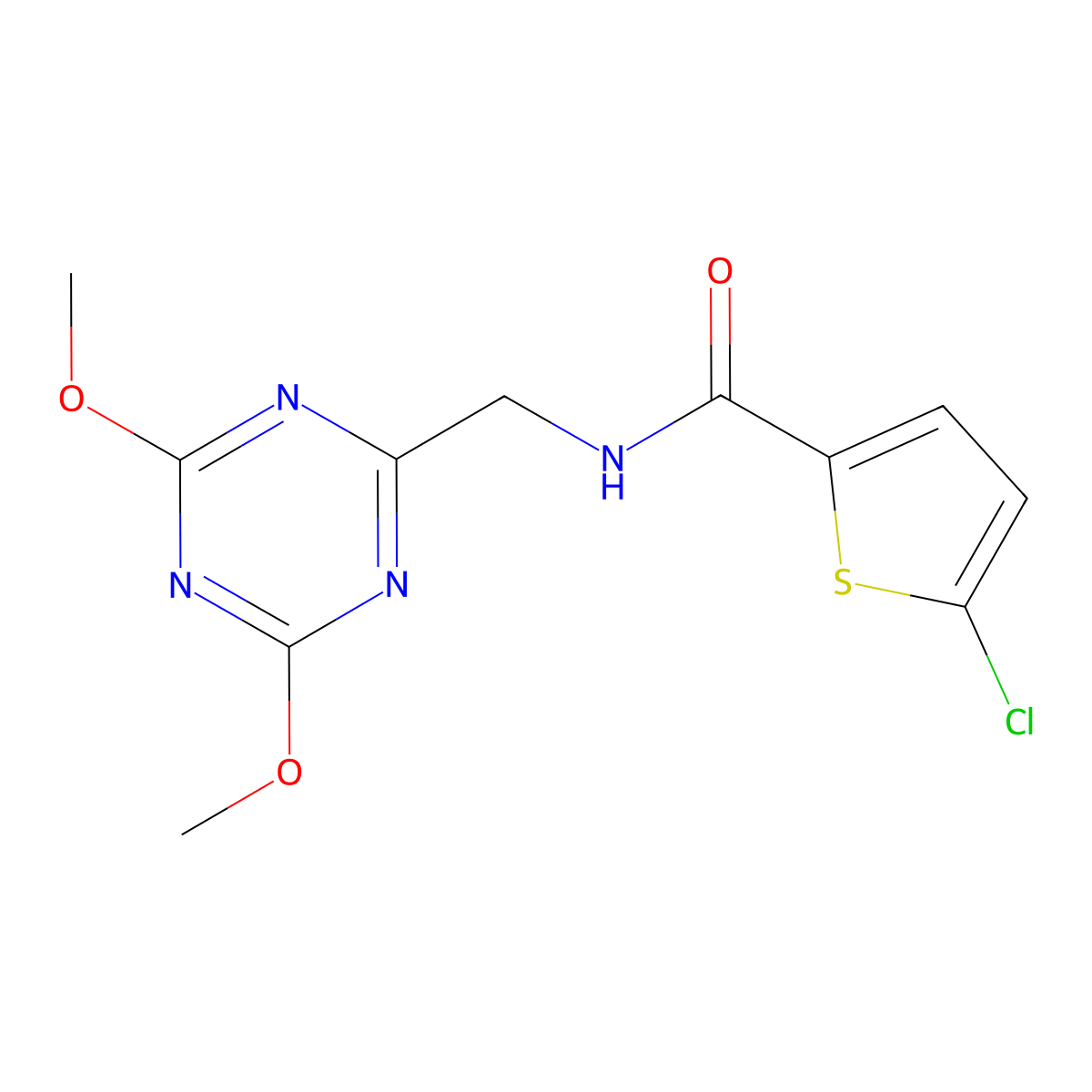 5-chloro-N-[(4,6-dimethoxy-1,3,5-triazin-2-yl)methyl]thiophene-2-carboxamide molecular structure, CAS 2034357-57-6