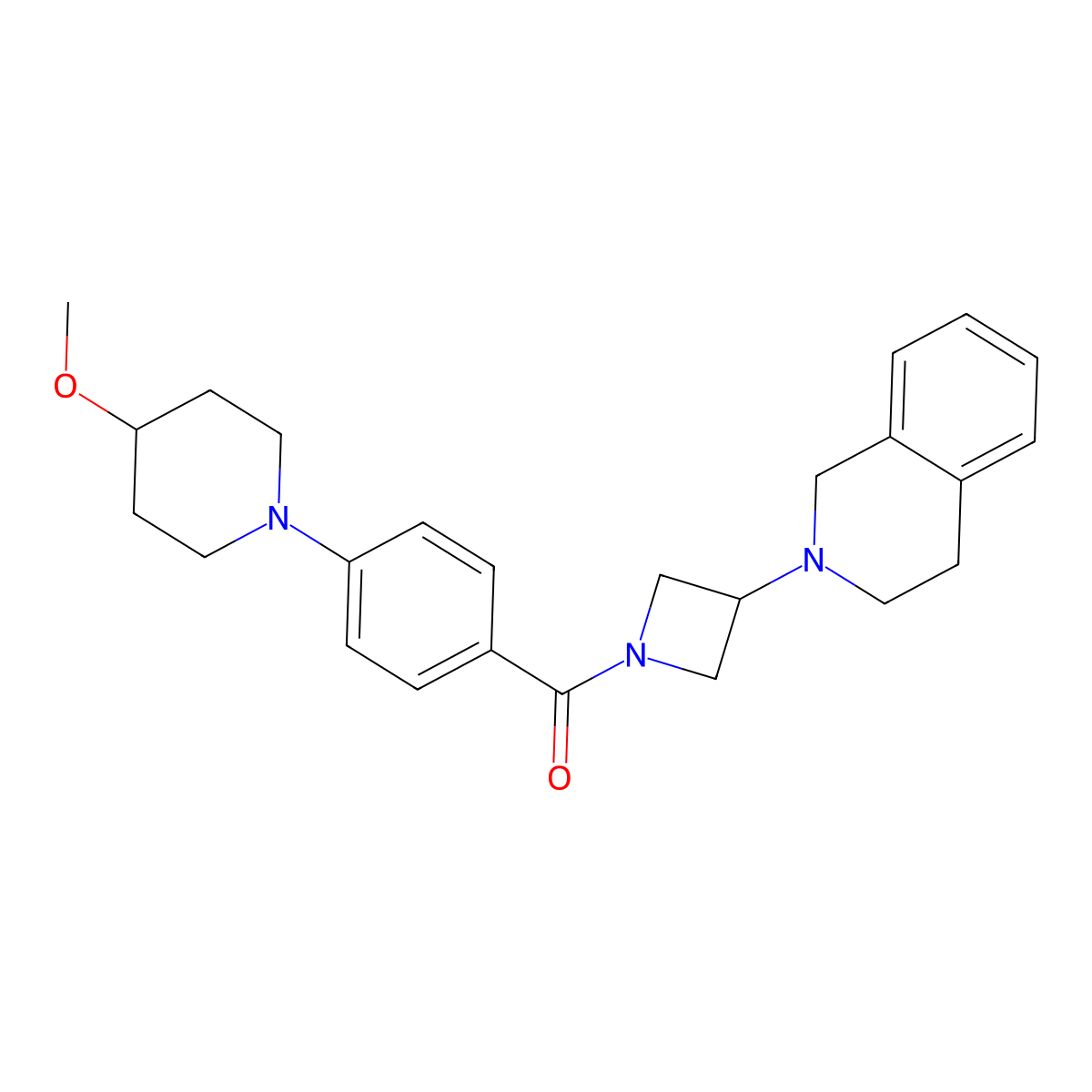 (3-(3,4-dihydroisoquinolin-2(1H)-yl)azetidin-1-yl)(4-(4-methoxypiperidin-1-yl)phenyl)methanone molecular structure, CAS 2034357-63-4