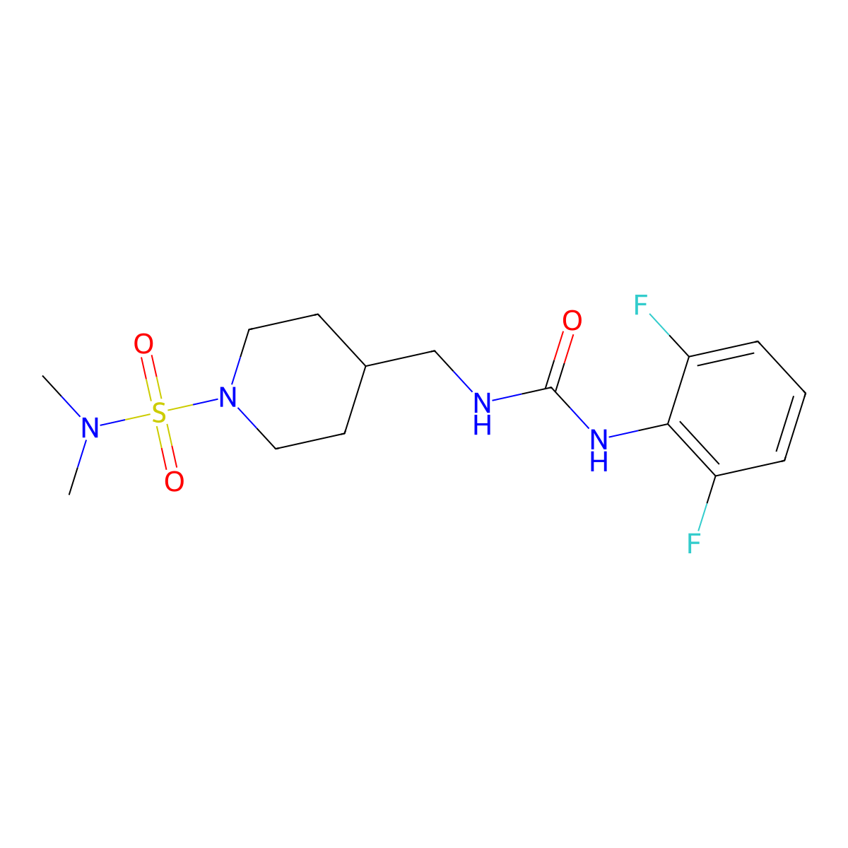4-((3-(2,6-difluorophenyl)ureido)methyl)-N,N-dimethylpiperidine-1-sulfonamide molecular structure, CAS 2034357-73-6