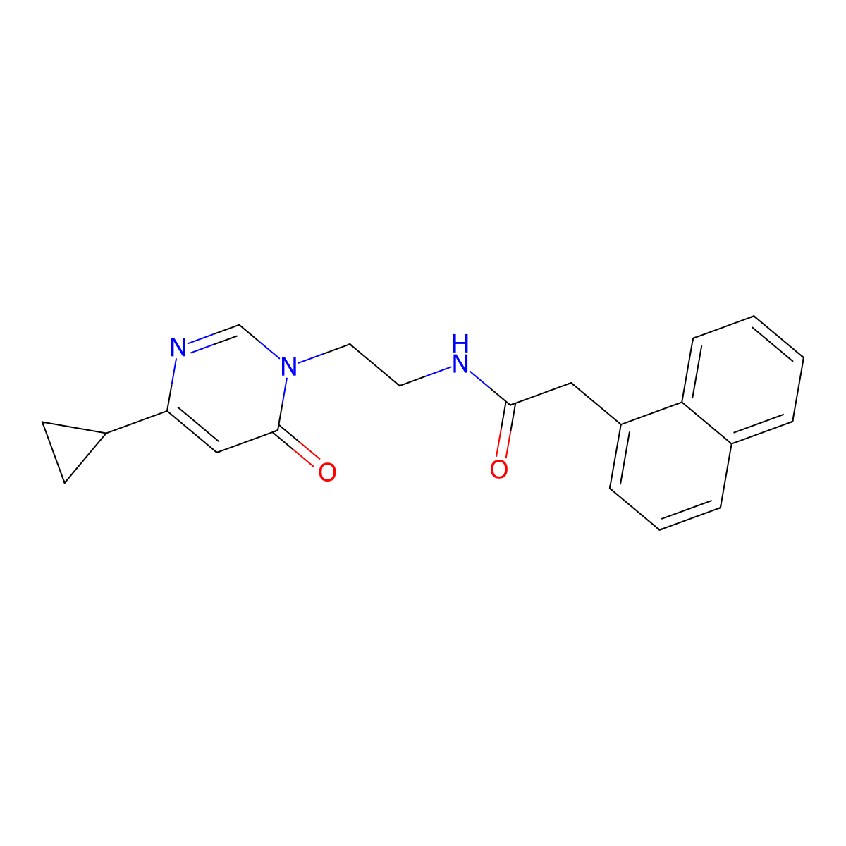 N-(2-(4-cyclopropyl-6-oxopyrimidin-1(6H)-yl)ethyl)-2-(naphthalen-1-yl)acetamide molecular structure, CAS 2034357-78-1