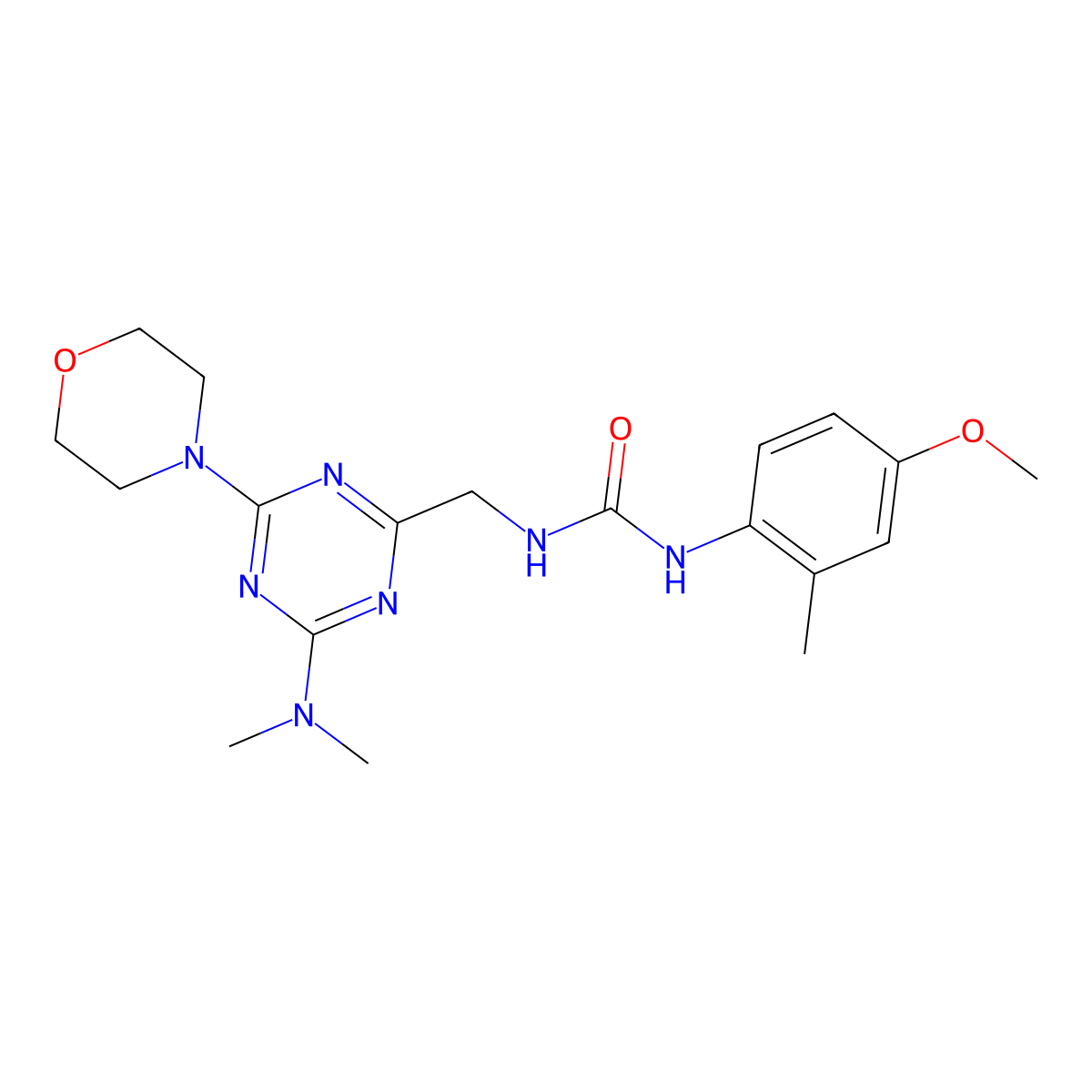 1-((4-(Dimethylamino)-6-morpholino-1,3,5-triazin-2-yl)methyl)-3-(4-methoxy-2-methylphenyl)urea molecular structure, CAS 2034357-80-5