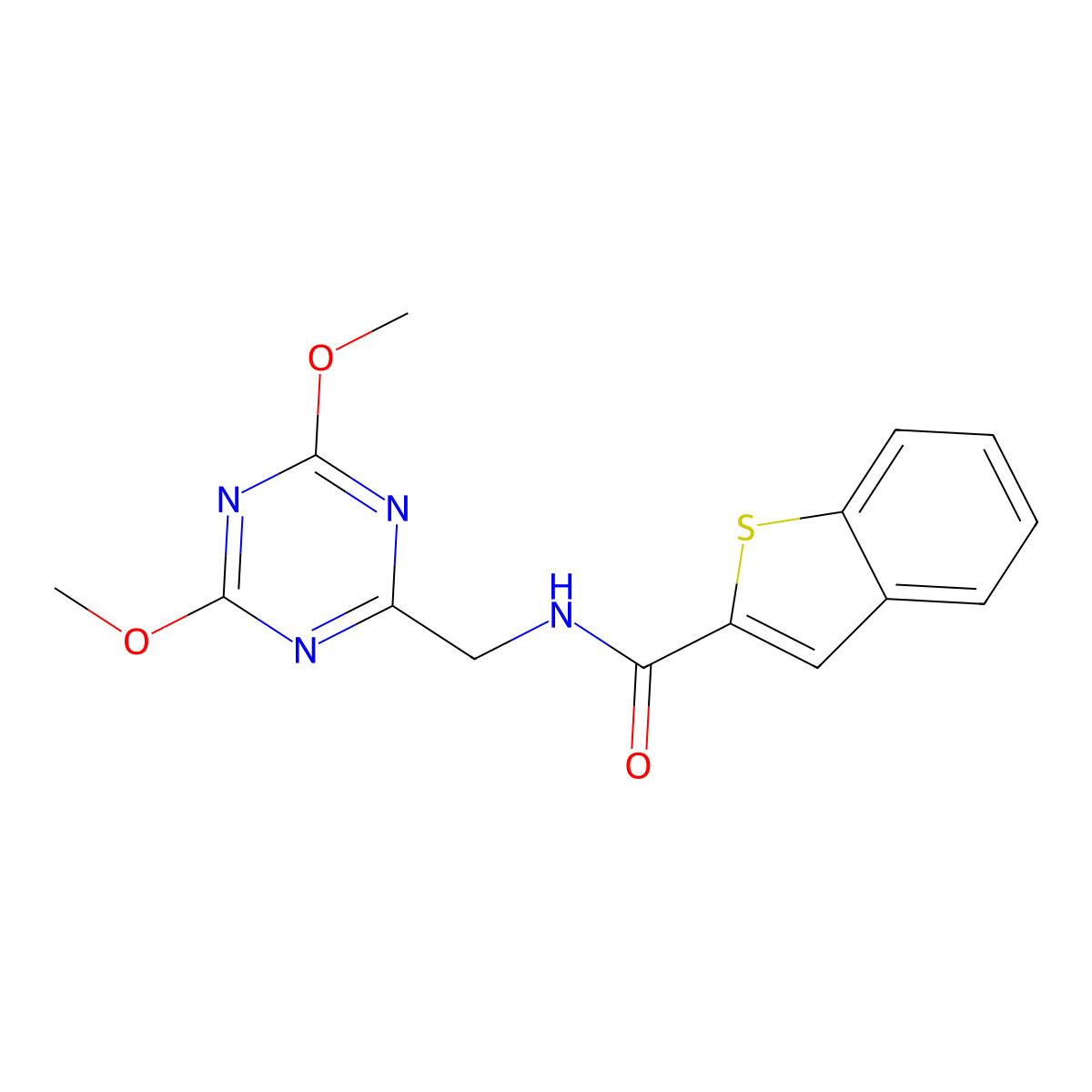 N-((4,6-dimethoxy-1,3,5-triazin-2-yl)methyl)benzo[b]thiophene-2-carboxamide molecular structure, CAS 2034357-84-9