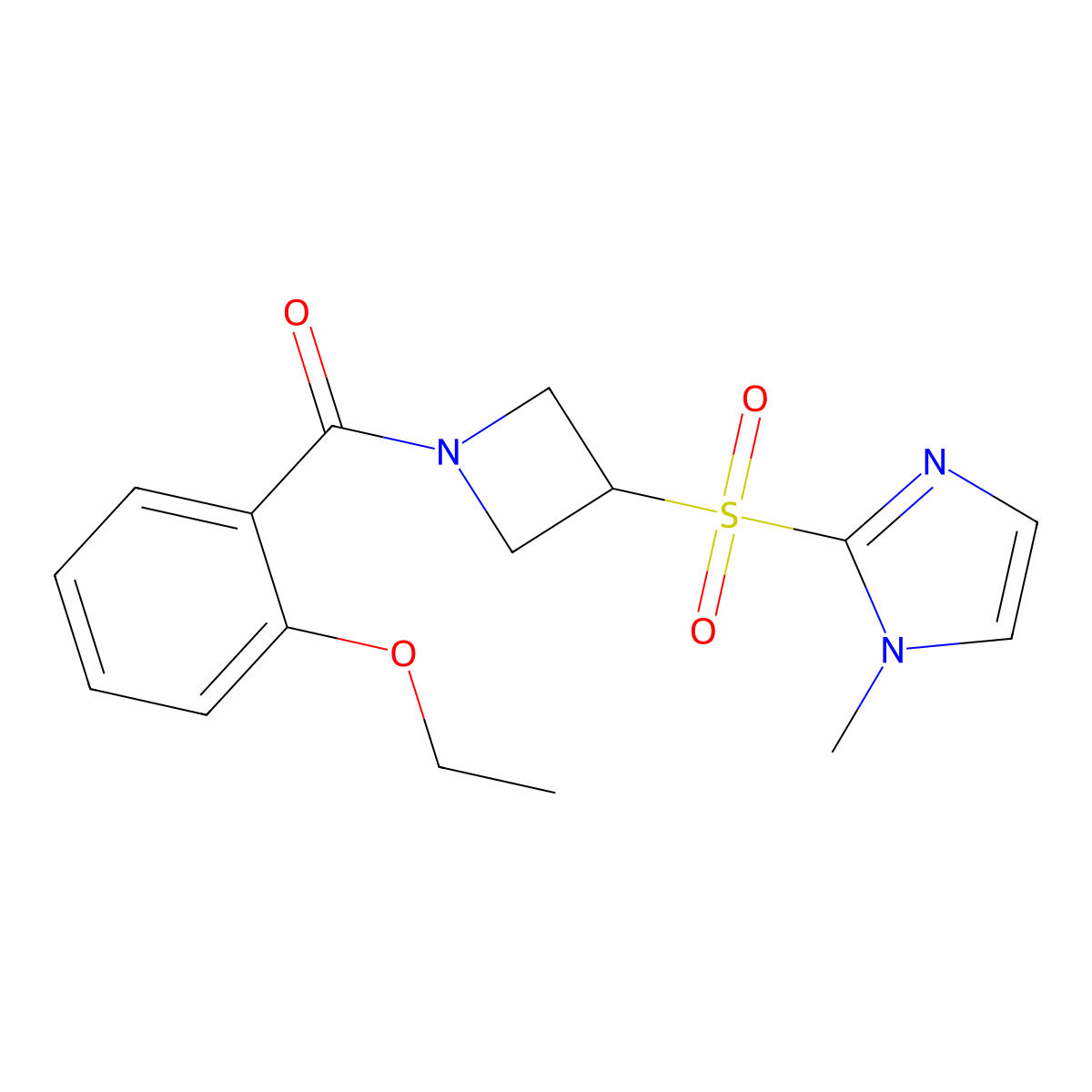 (2-ethoxyphenyl)(3-((1-methyl-1H-imidazol-2-yl)sulfonyl)azetidin-1-yl)methanone molecular structure, CAS 2034357-86-1