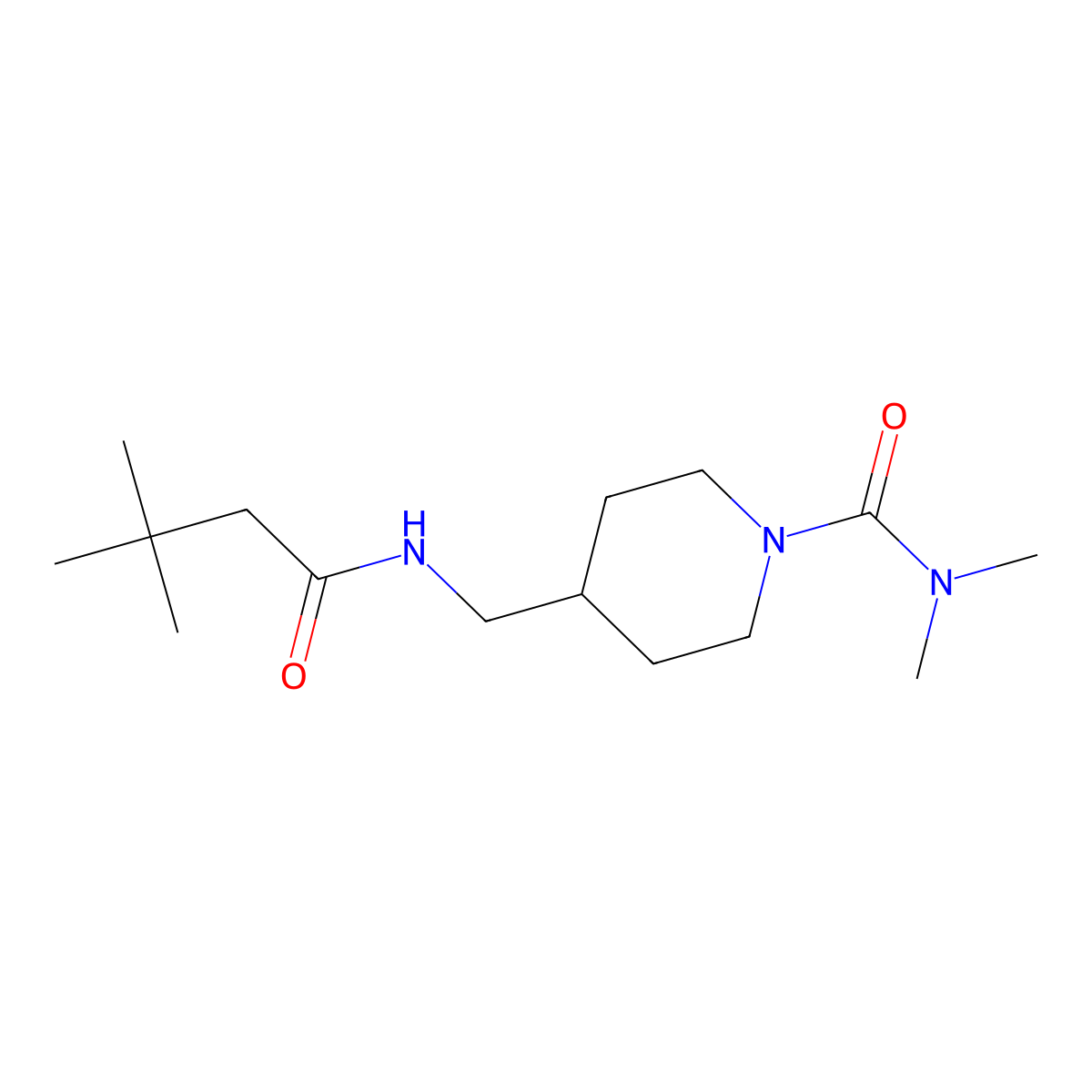 4-[(3,3-dimethylbutanamido)methyl]-N,N-dimethylpiperidine-1-carboxamide molecular structure, CAS 2034357-87-2