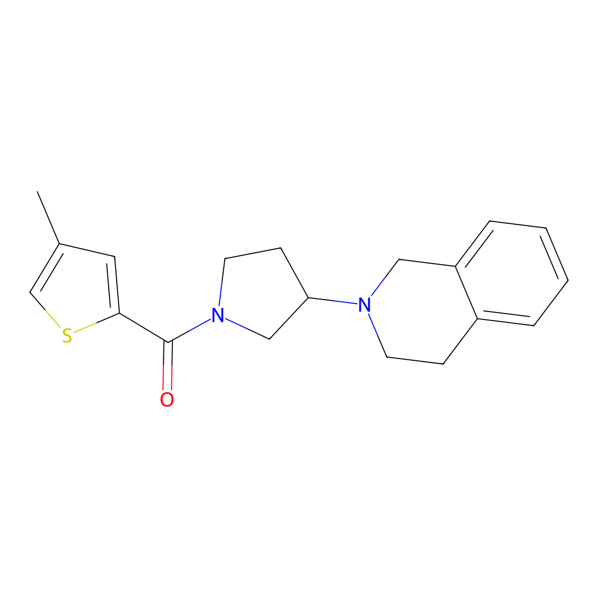 (3-(3,4-dihydroisoquinolin-2(1H)-yl)pyrrolidin-1-yl)(4-methylthiophen-2-yl)methanone molecular structure, CAS 2034357-88-3