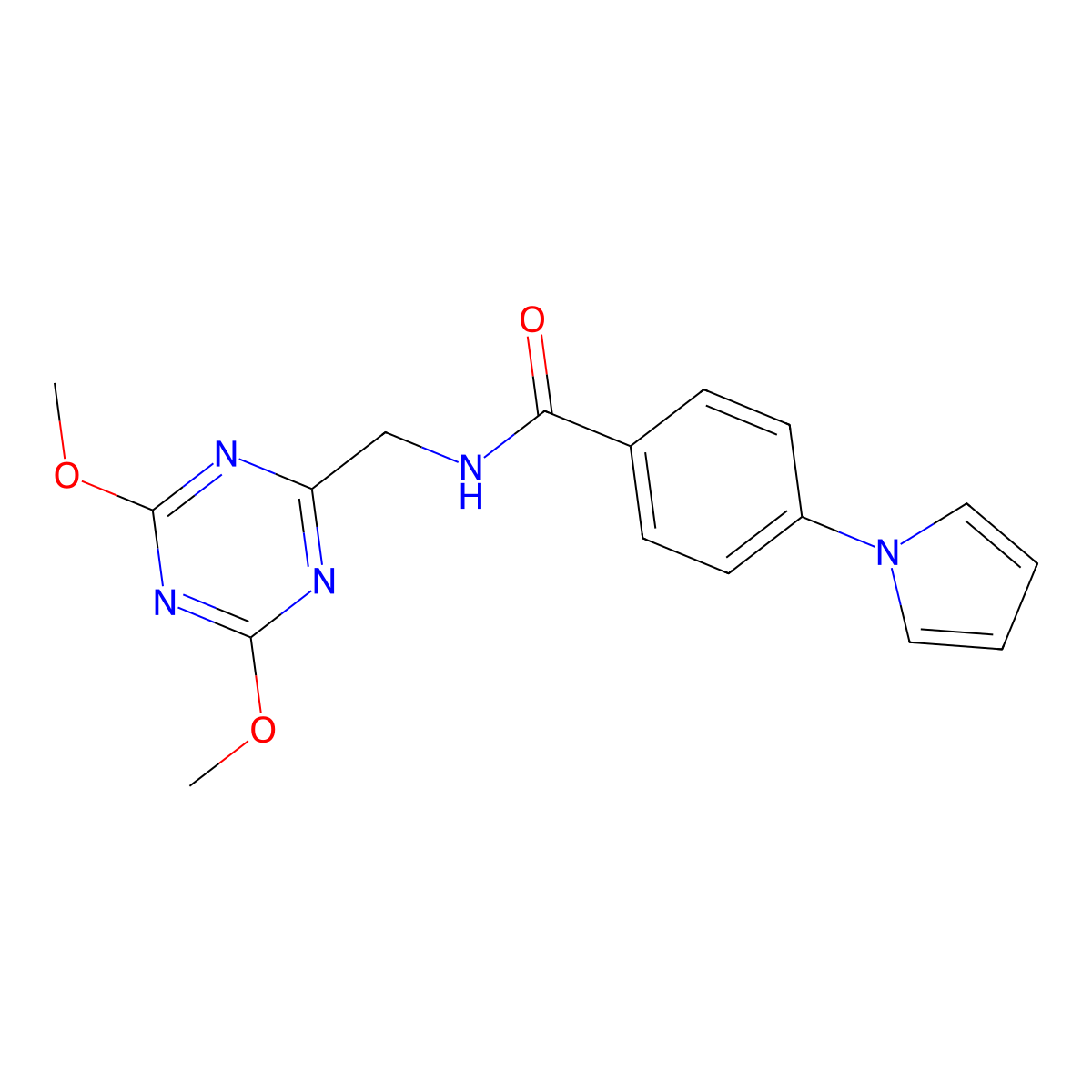 N-((4,6-dimethoxy-1,3,5-triazin-2-yl)methyl)-4-(1H-pyrrol-1-yl)benzamide molecular structure, CAS 2034357-91-8