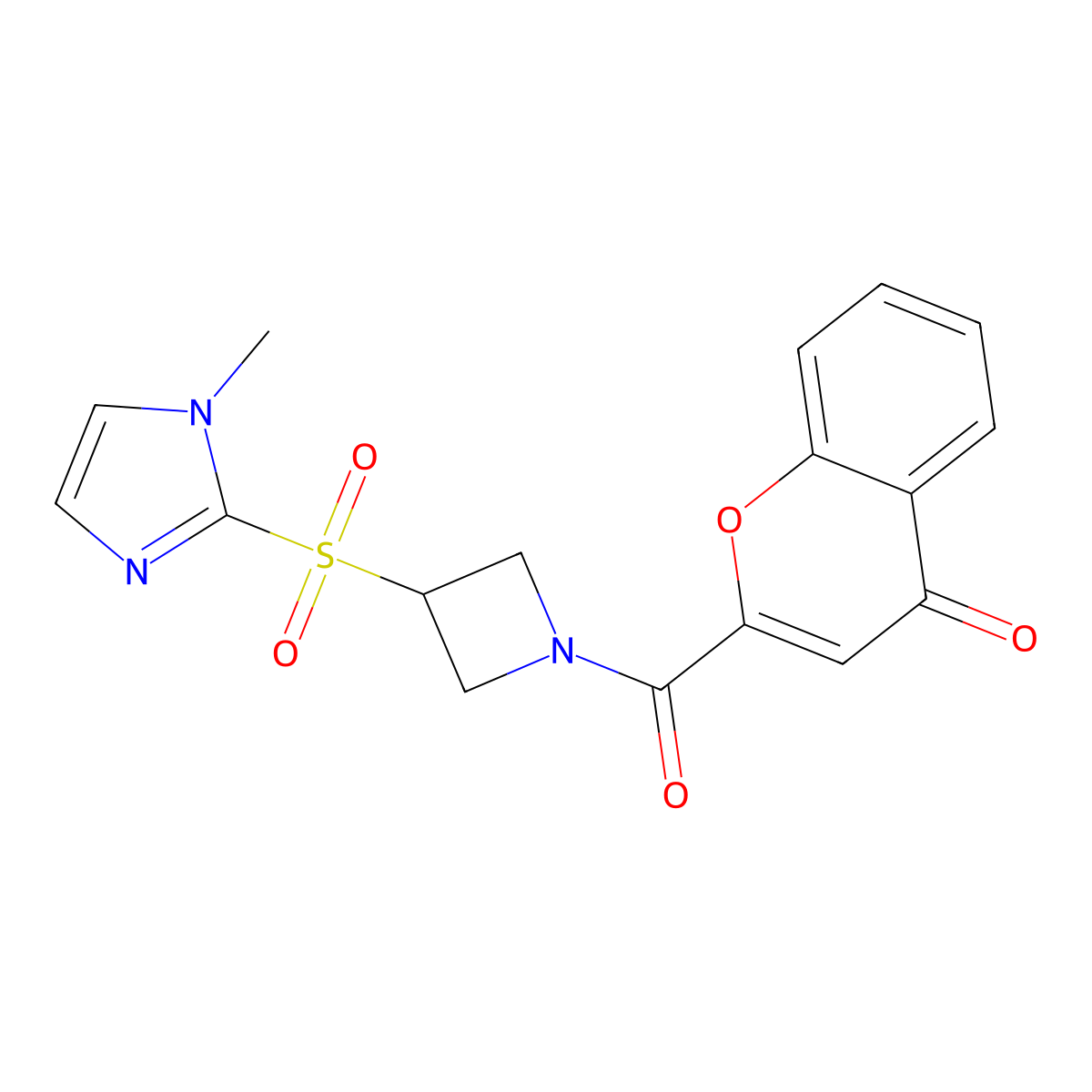 2-(3-((1-methyl-1H-imidazol-2-yl)sulfonyl)azetidine-1-carbonyl)-4H-chromen-4-one molecular structure, CAS 2034358-01-3