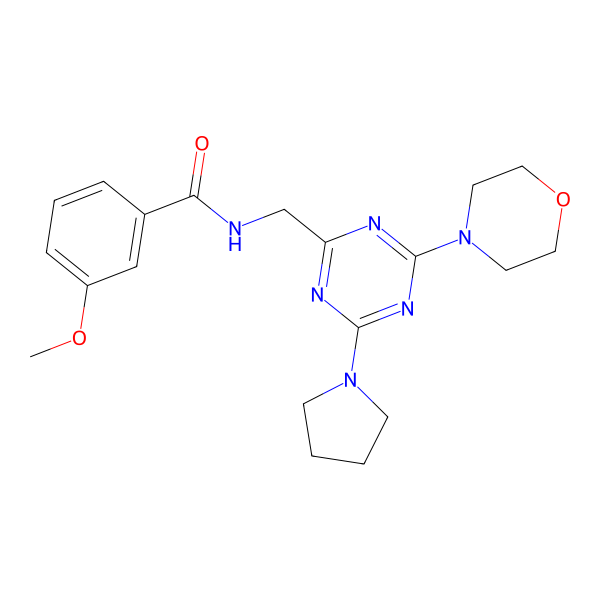 3-methoxy-N-{[4-(morpholin-4-yl)-6-(pyrrolidin-1-yl)-1,3,5-triazin-2-yl]methyl}benzamide molecular structure, CAS 2034358-03-5