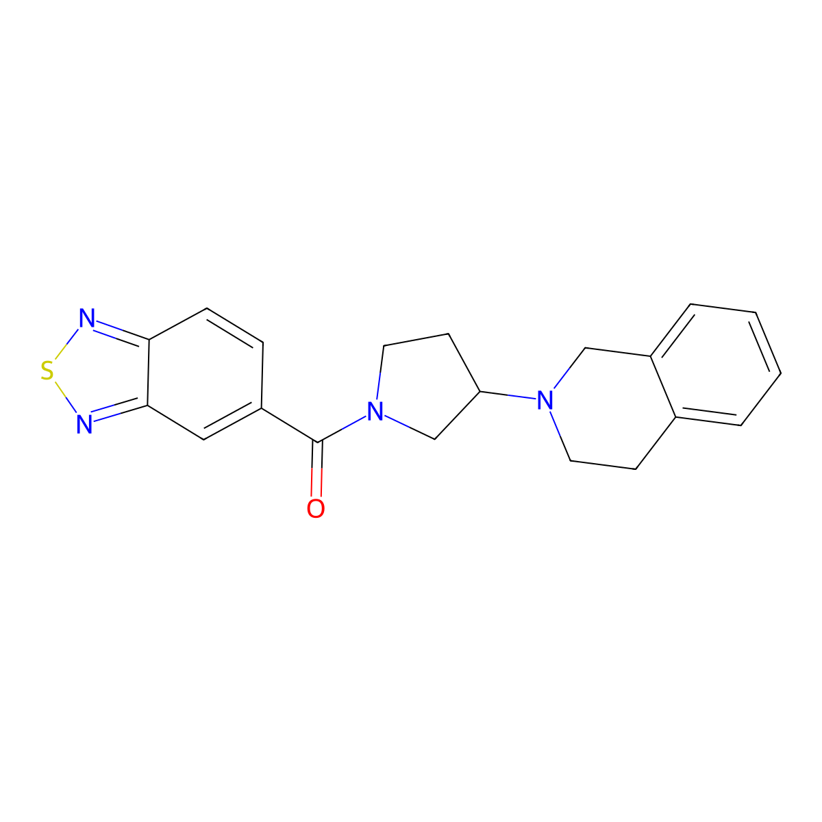 benzo[c][1,2,5]thiadiazol-5-yl(3-(3,4-dihydroisoquinolin-2(1H)-yl)pyrrolidin-1-yl)methanone molecular structure, CAS 2034358-09-1