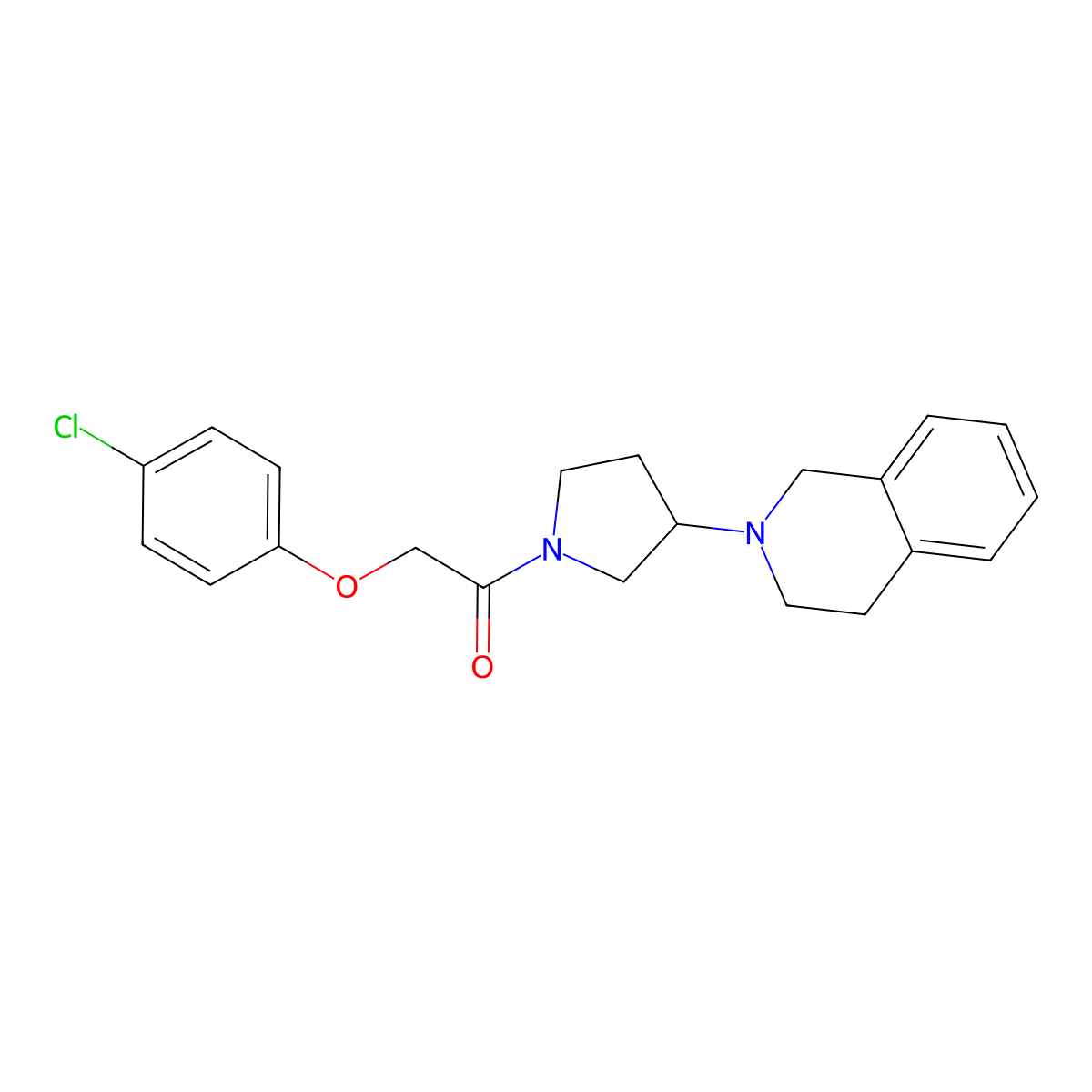 2-(4-chlorophenoxy)-1-(3-(3,4-dihydroisoquinolin-2(1H)-yl)pyrrolidin-1-yl)ethanone molecular structure, CAS 2034358-13-7