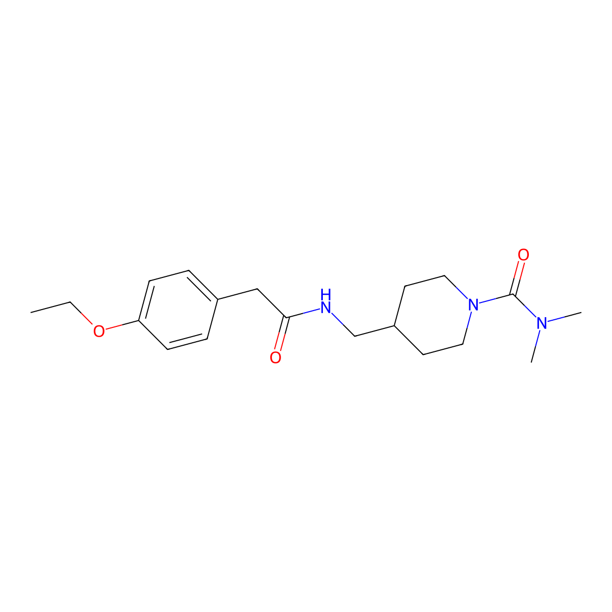 4-((2-(4-ethoxyphenyl)acetamido)methyl)-N,N-dimethylpiperidine-1-carboxamide molecular structure, CAS 2034358-16-0