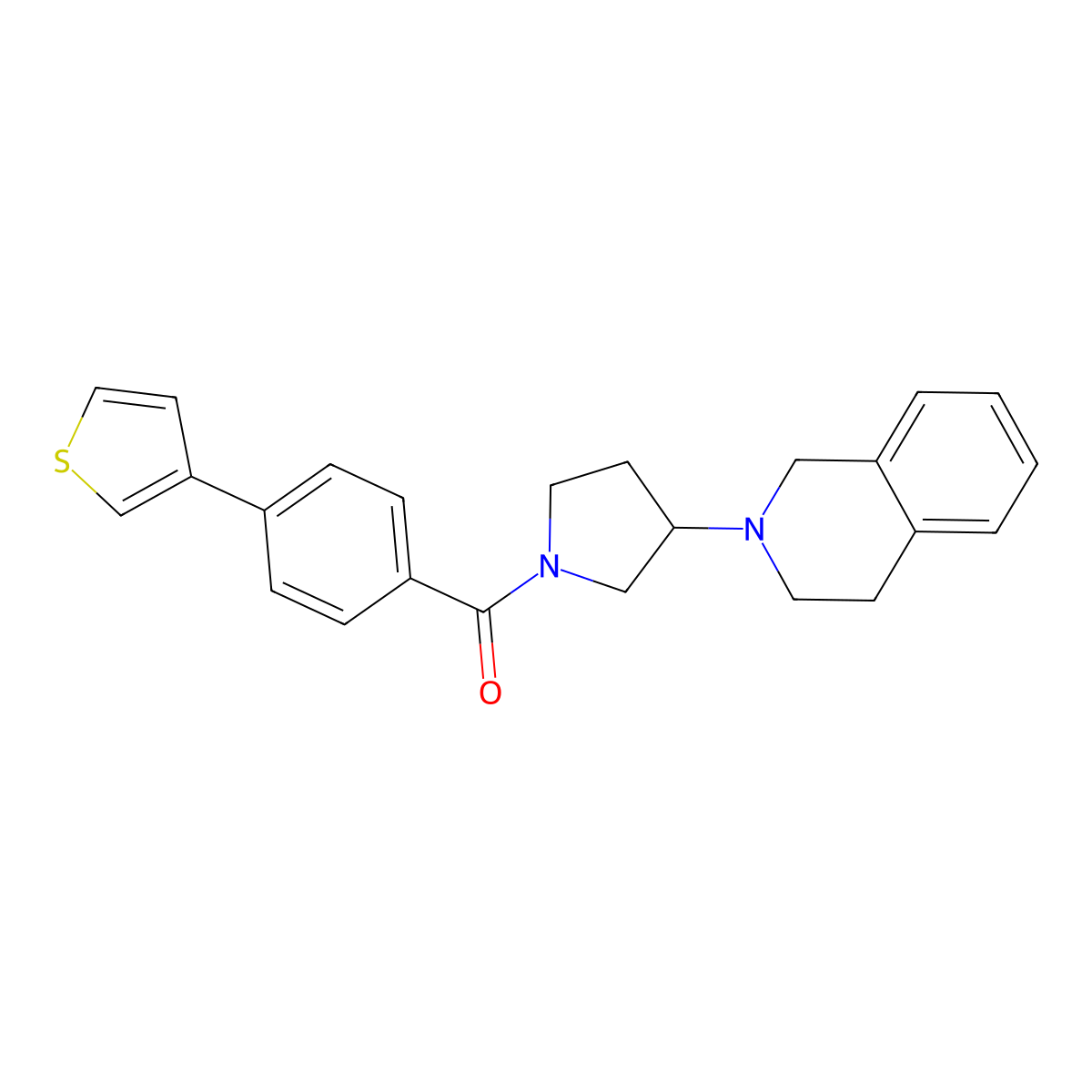 (3-(3,4-dihydroisoquinolin-2(1H)-yl)pyrrolidin-1-yl)(4-(thiophen-3-yl)phenyl)methanone molecular structure, CAS 2034358-18-2