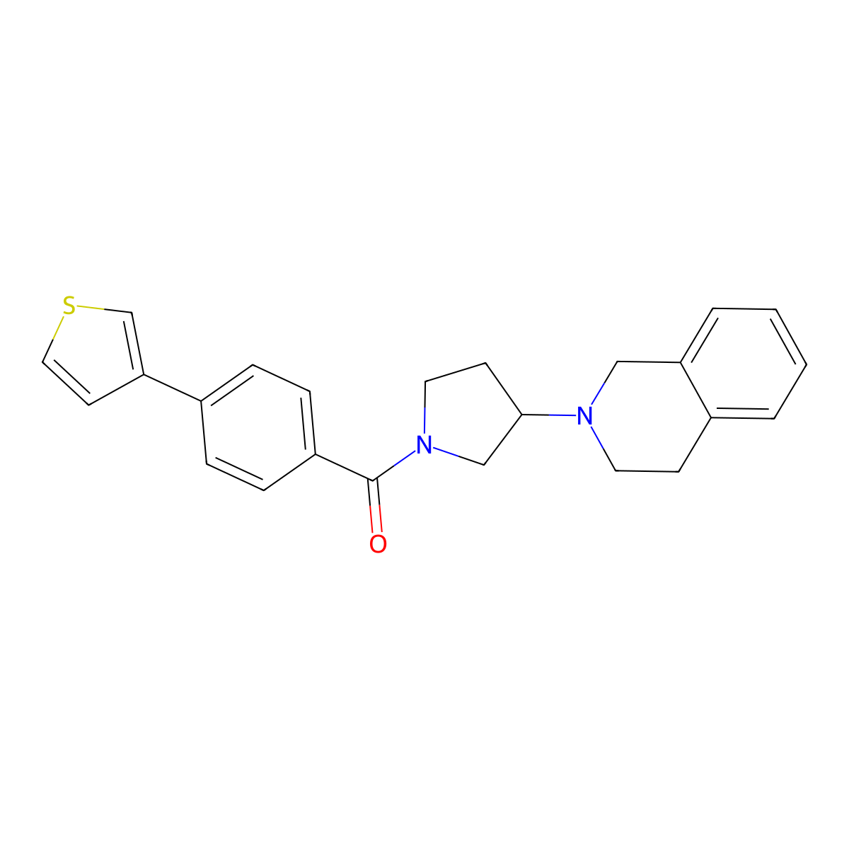 (3-(3,4-dihydroisoquinolin-2(1H)-yl)pyrrolidin-1-yl)(4-(thiophen-3-yl)phenyl)methanone molecular structure, CAS 2034358-18-2