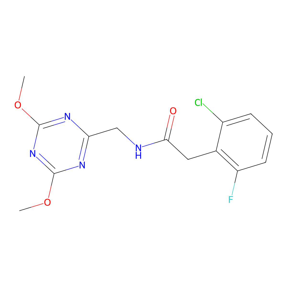 2-(2-chloro-6-fluorophenyl)-N-[(4,6-dimethoxy-1,3,5-triazin-2-yl)methyl]acetamide molecular structure, CAS 2034358-24-0