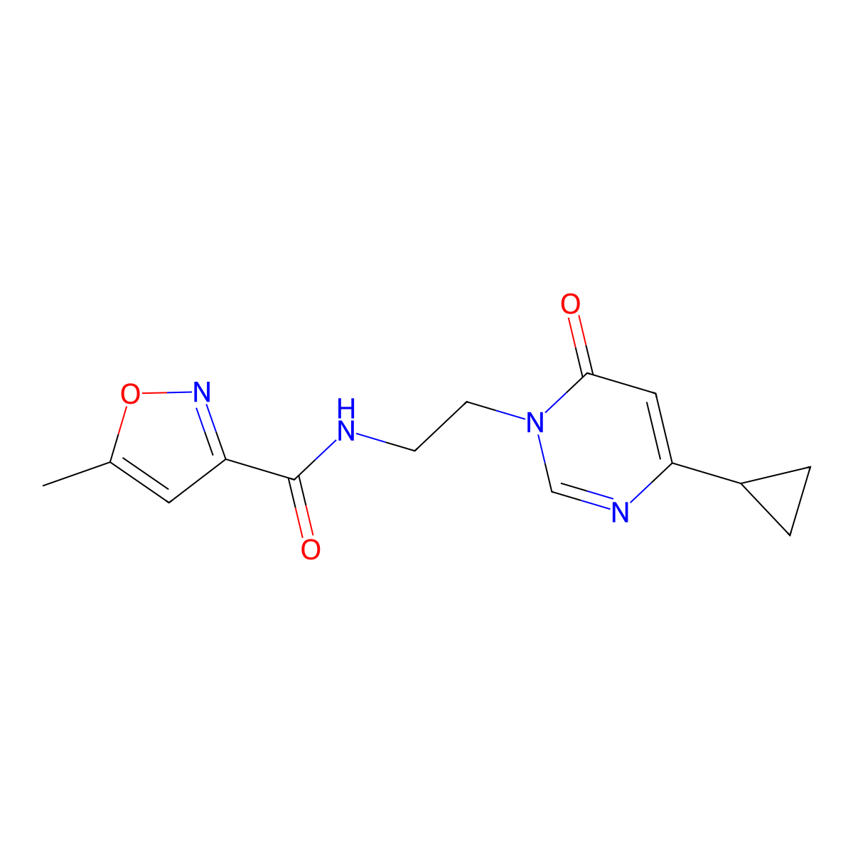 N-(2-(4-cyclopropyl-6-oxopyrimidin-1(6H)-yl)ethyl)-5-methylisoxazole-3-carboxamide molecular structure, CAS 2034358-26-2