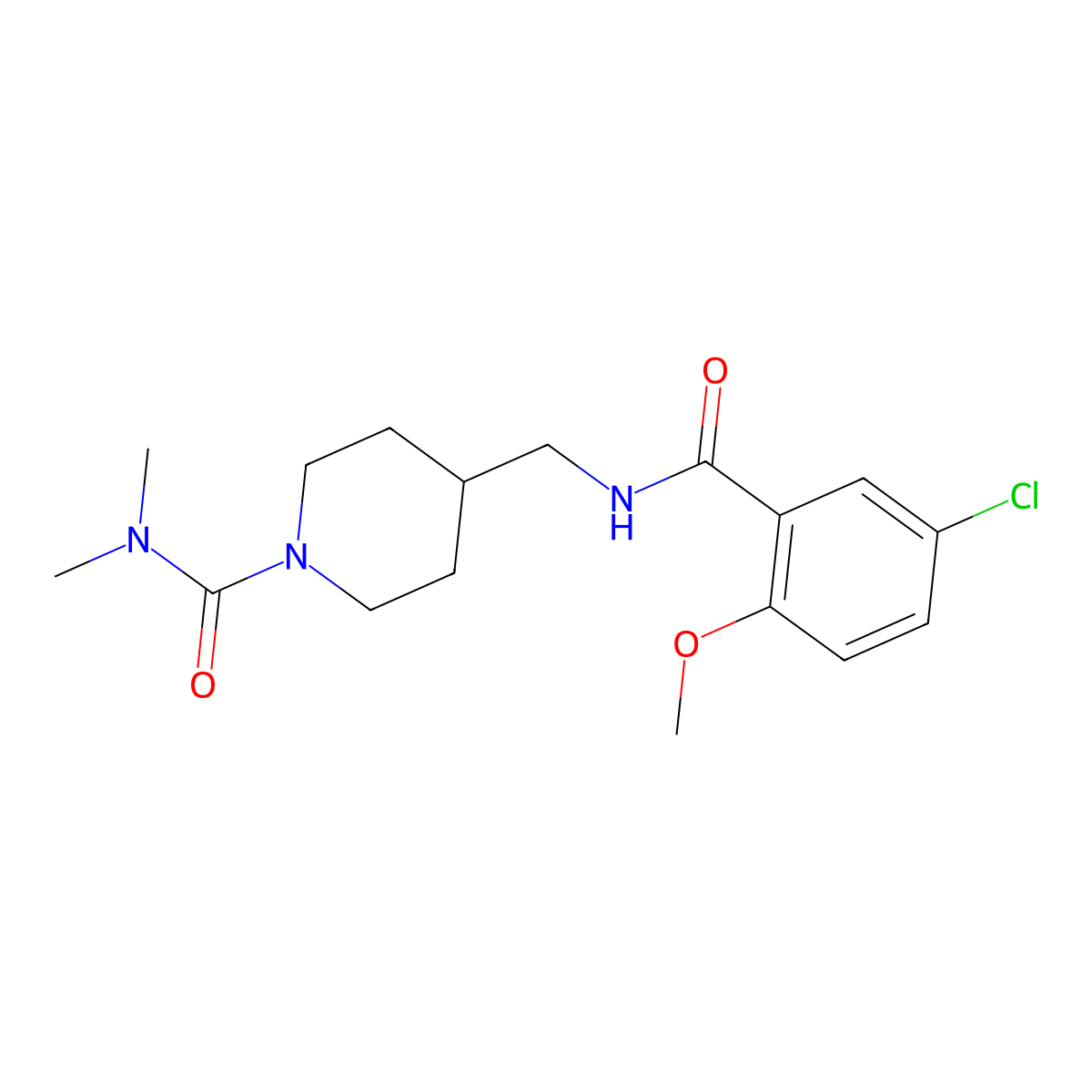 4-((5-chloro-2-methoxybenzamido)methyl)-N,N-dimethylpiperidine-1-carboxamide molecular structure, CAS 2034358-27-3